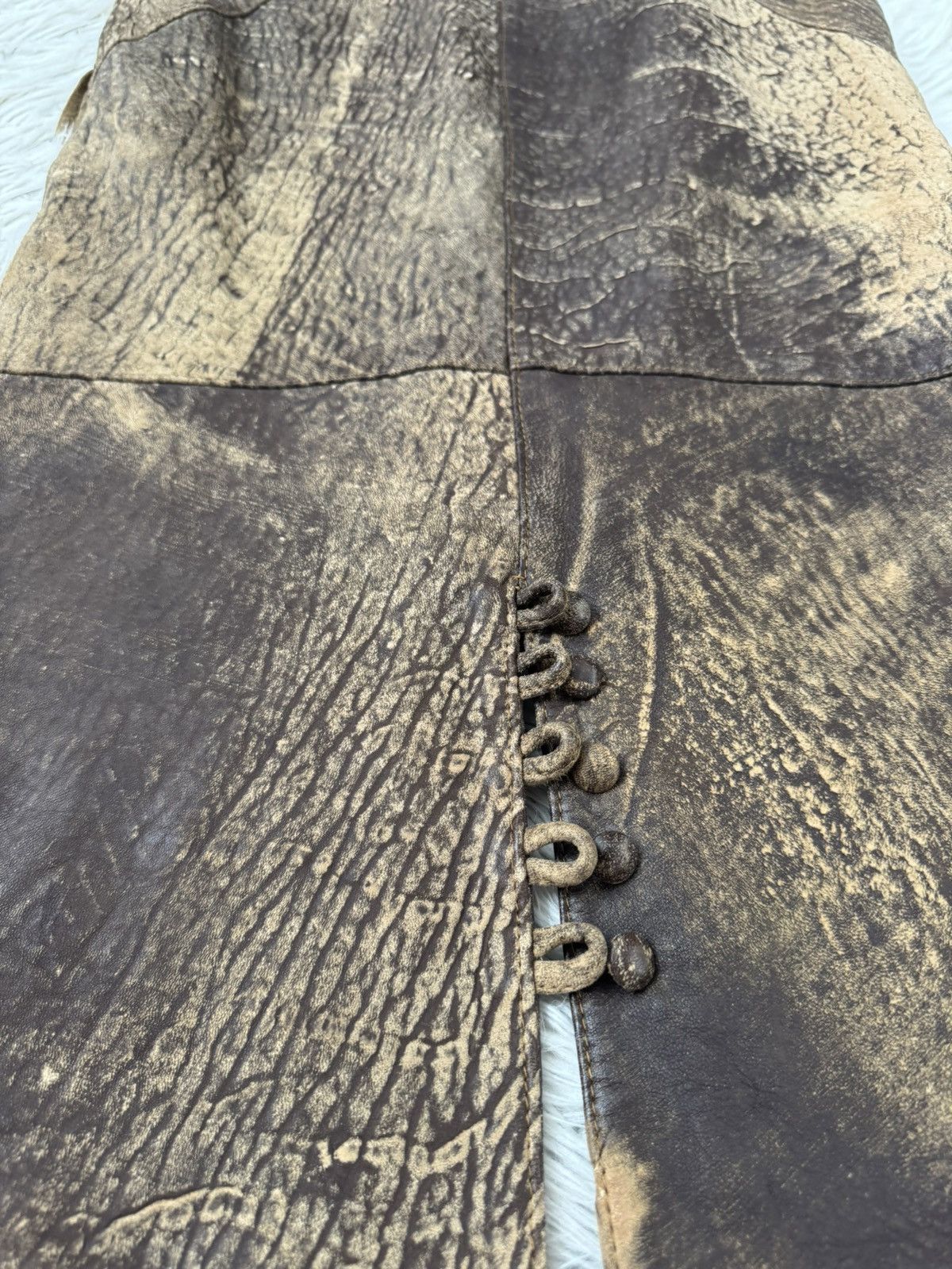 Other 100% leather skirt studs Patchwork Steampunk vintage slit M Size 27" / US 4 / IT 40 - 3 Thumbnail