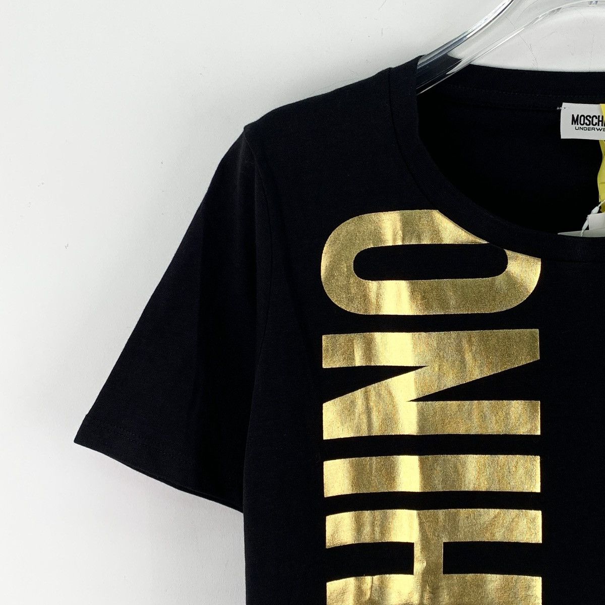 Moschino Moschino Gold Foil Print Cotton Short Sleeve T-Shirt K26WX Size L / US 10 / IT 46 - 3 Thumbnail