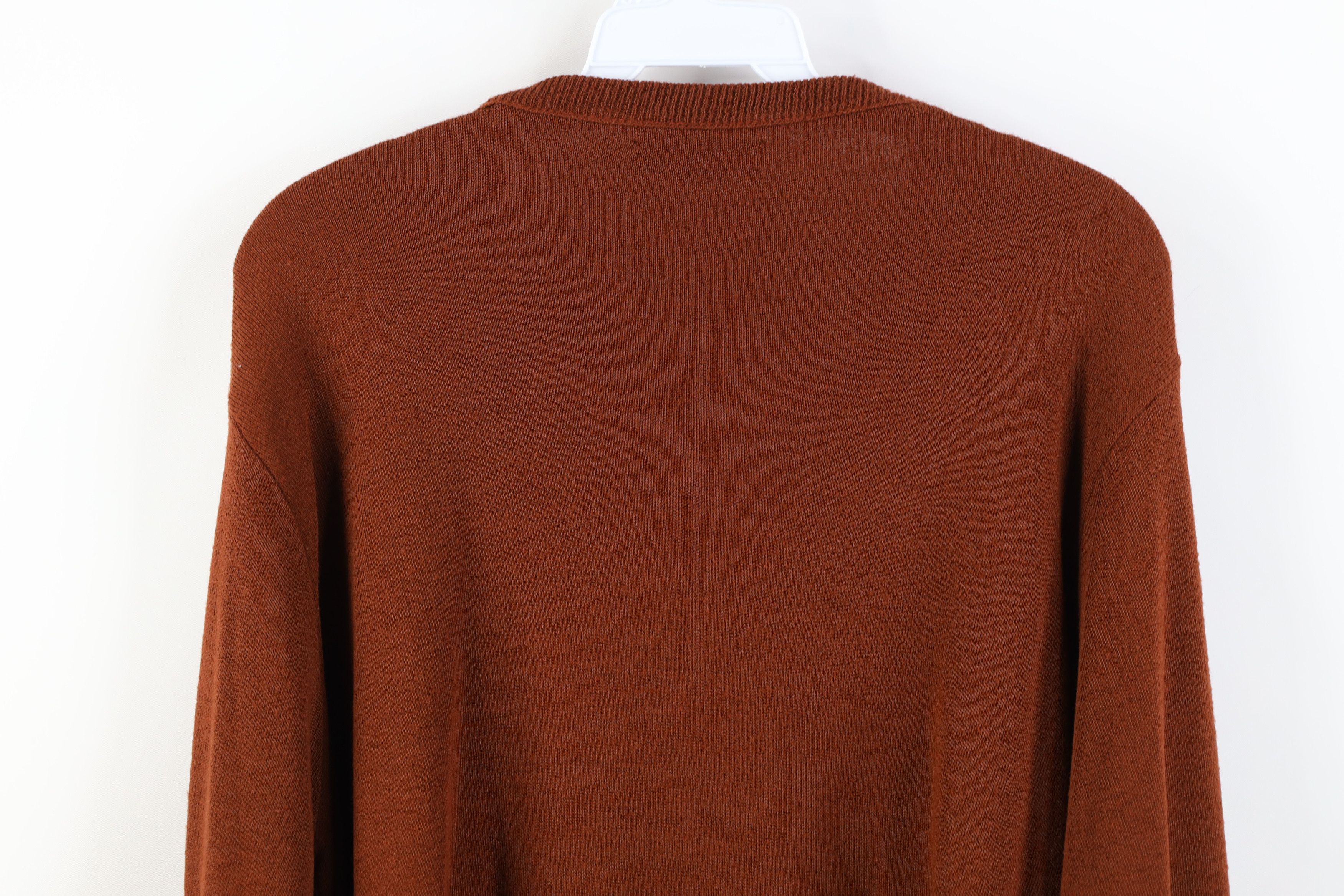 Vintage Vintage 70s Streetwear Knit V-Neck Sweater Rust Brown USA Size US XL / EU 56 / 4 - 10 Thumbnail