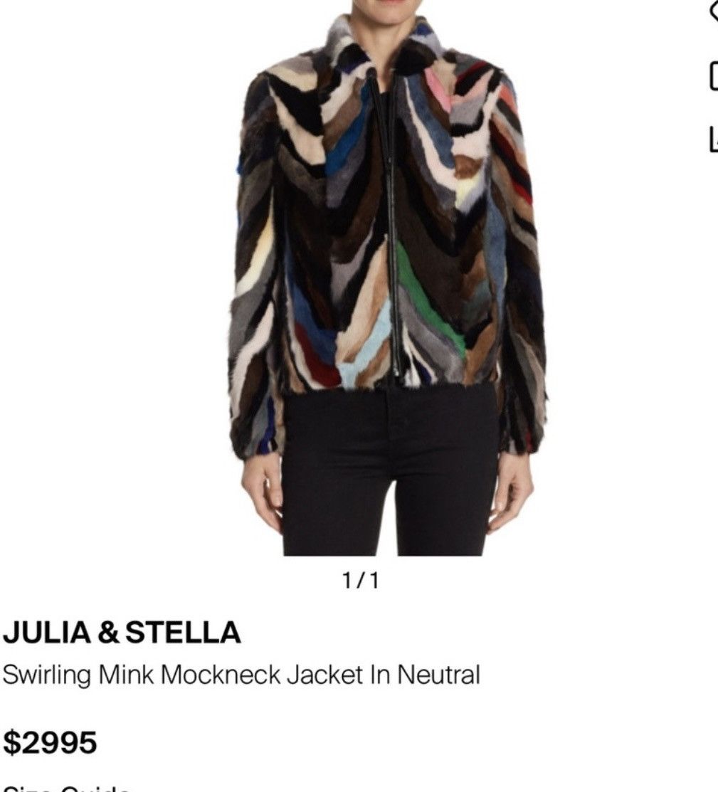 Saks Fifth Avenue $2999 Multicolor Mink Fur & Lamb Leather Bomber Jacket NEW Size L / US 10 / IT 46 - 2 Thumbnail