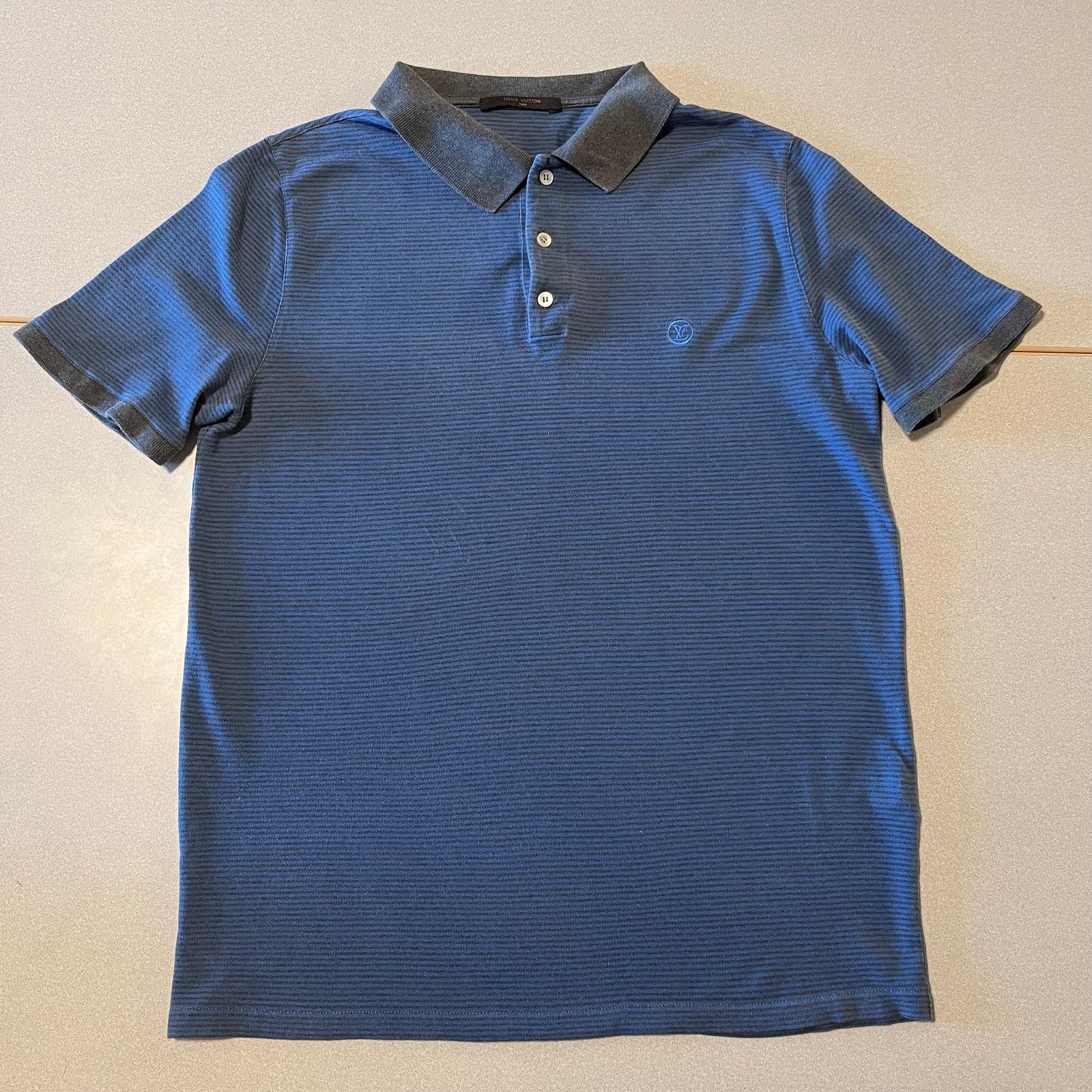 Louis Vuitton Louis Vuitton Paris Men’s Polo Shirt – Navy Blue Microstripe Size US L / EU 52-54 / 3 - 1 Thumbnail