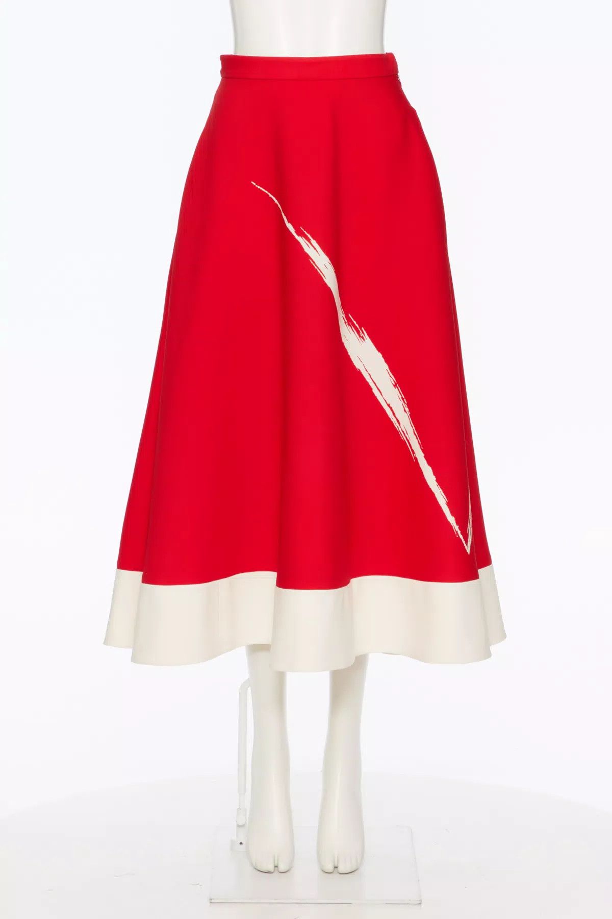 Valentino o1s1wg110426 Crepe Couture Skirt in Red/Ivory Size 30" / US 8 / IT 44 - 1 Thumbnail
