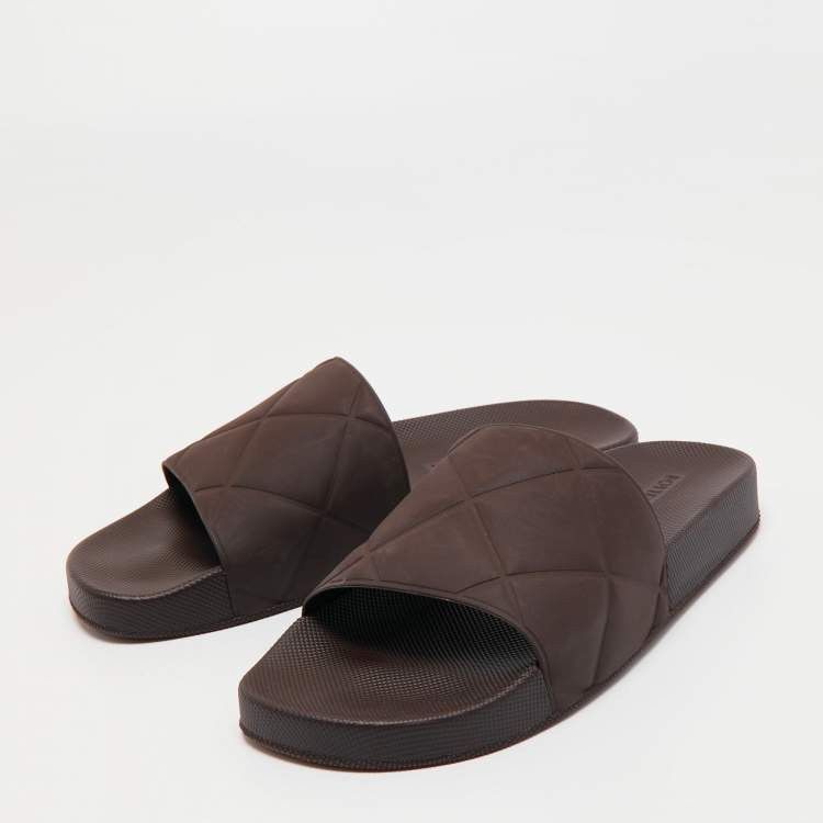 Bottega Veneta Bottega Venetta Rubber Slides Brown Size US 7 / EU 40 - 1 Thumbnail