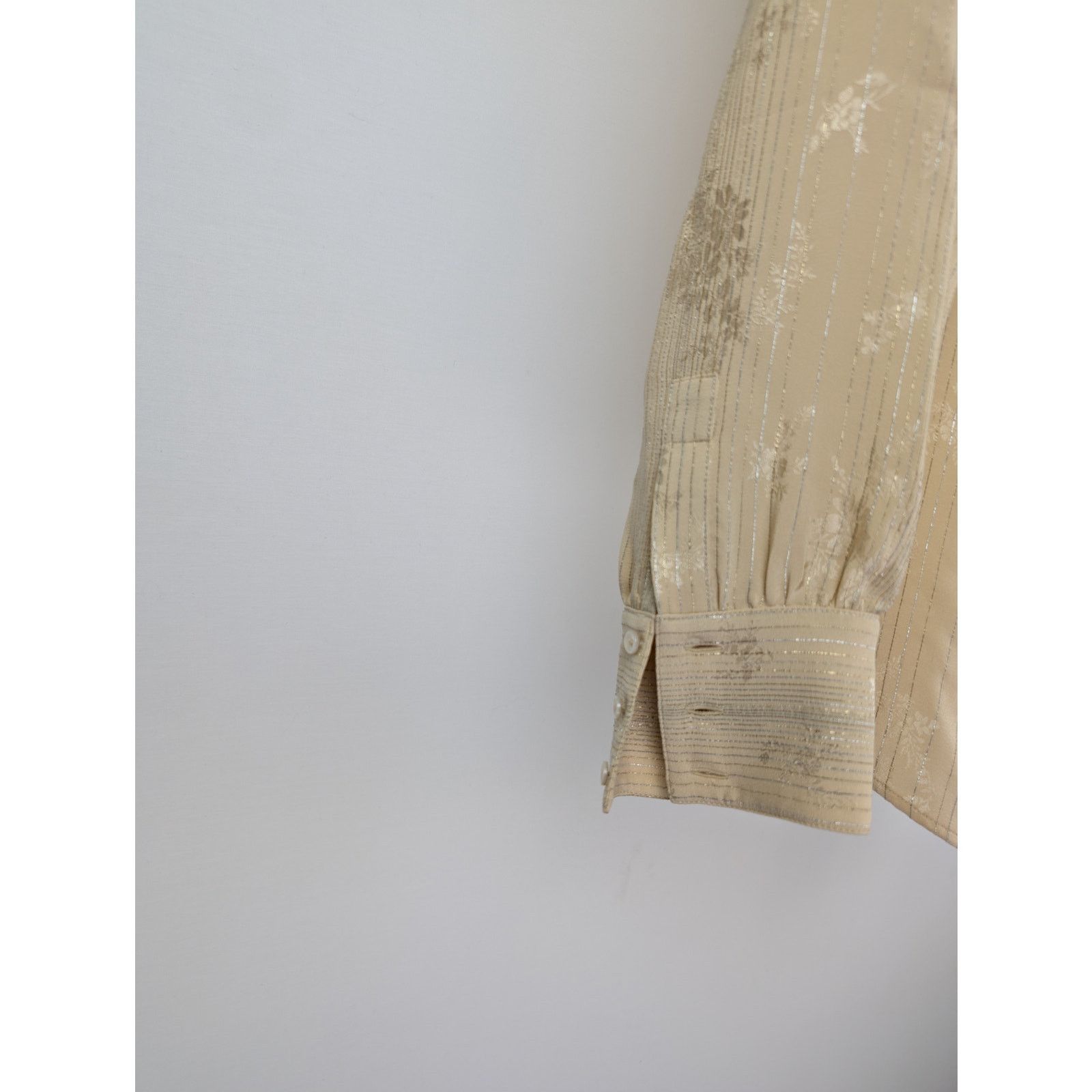 Saint Laurent Paris o1rshd1 Chemise Tight Fitted Ruffled Silk Shirt in Beige Size US S / EU 44-46 / 1 - 6 Thumbnail