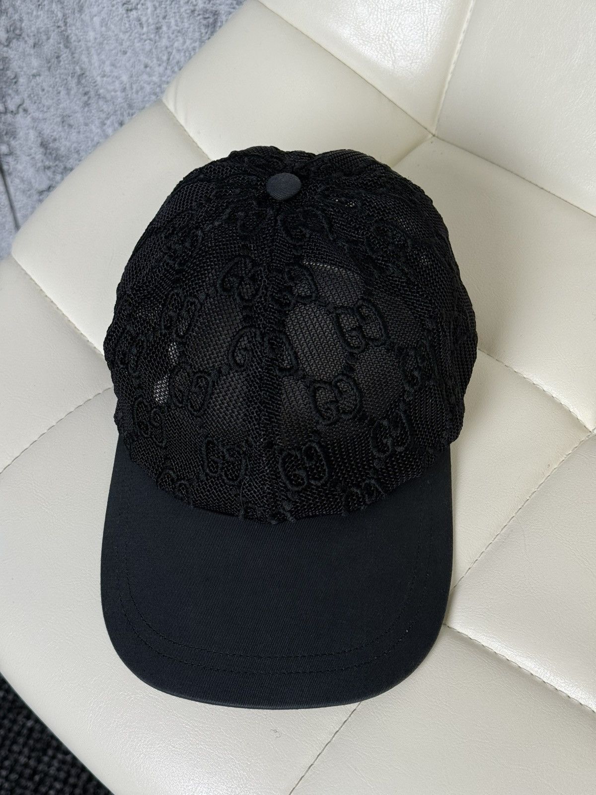 Gucci Gucci GG Monogram Mesh Baseball Cap Hat Black Adjustable Size ONE SIZE - 9 Thumbnail