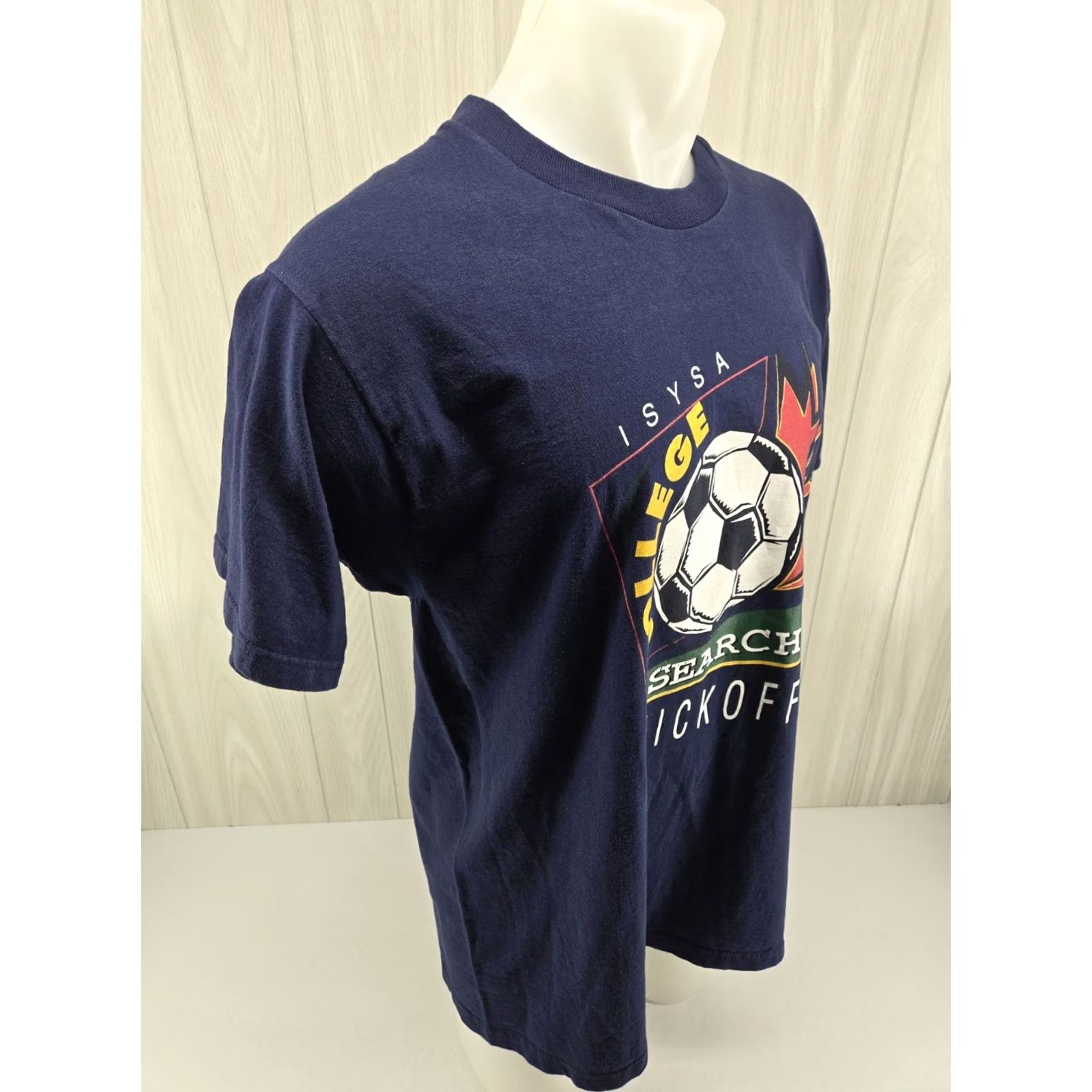 Fruit Of The Loom VINTAGE Fruit of the Loom Soccer T-Shirt Mens XL Navy ISYSA College Search Kickoff Shirt Size US XL / EU 56 / 4 - 7 Thumbnail