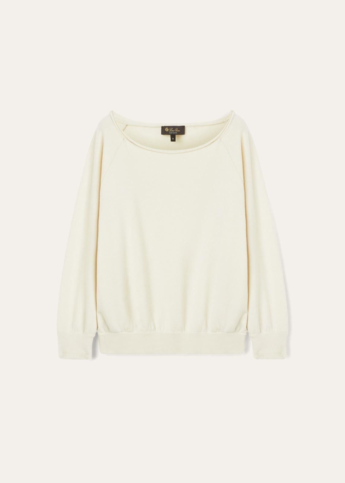 Loro Piana o1srvl11e1124 Cocooning Cashmere Fleece Sweatshirt in Ivory Size M / US 6-8 / IT 42-44 - 1 Thumbnail