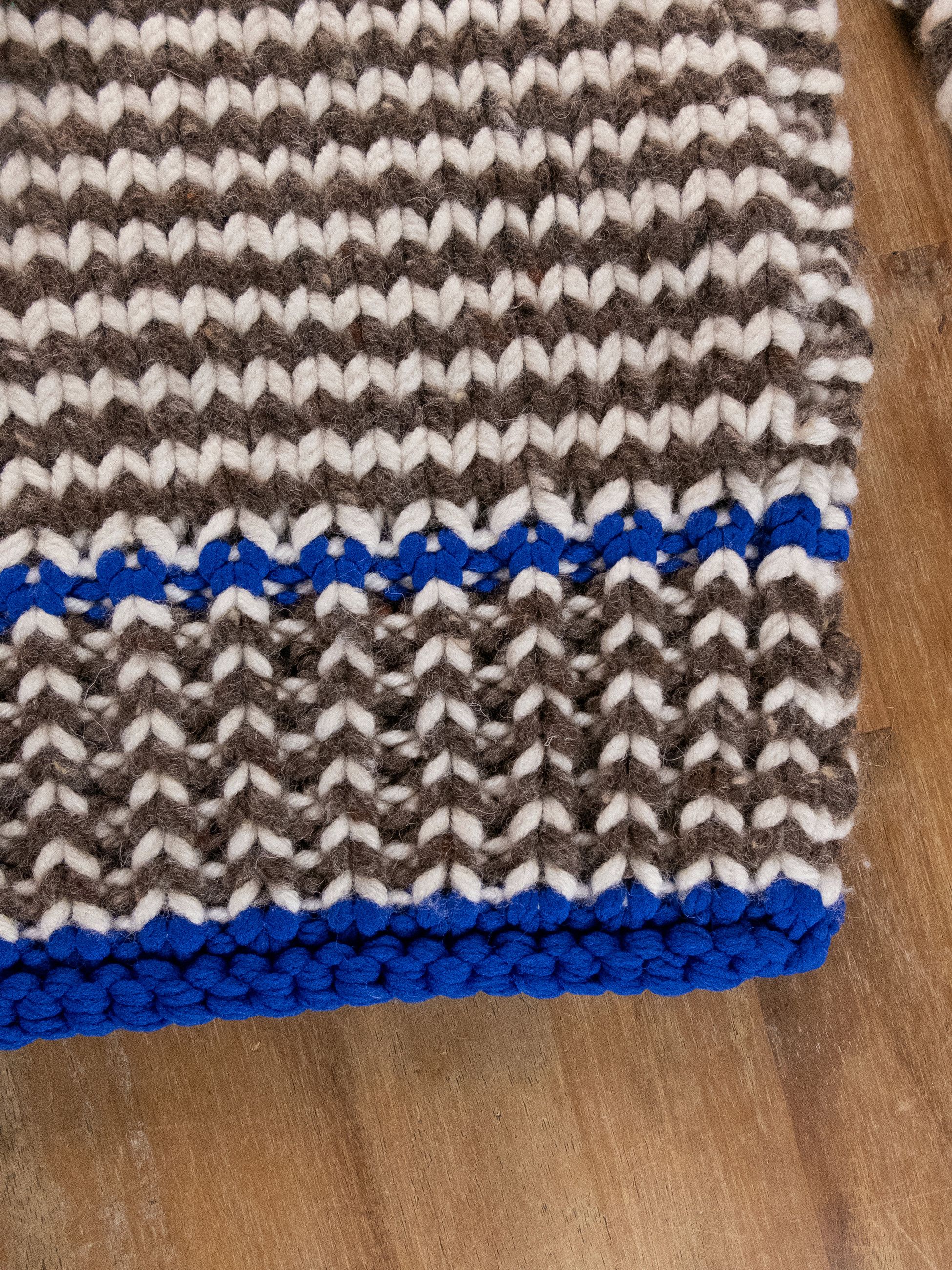 Bottega Veneta BOTTEGA VENETA brown white blue chunky zig zag wool scarf q Size ONE SIZE - 2 Thumbnail