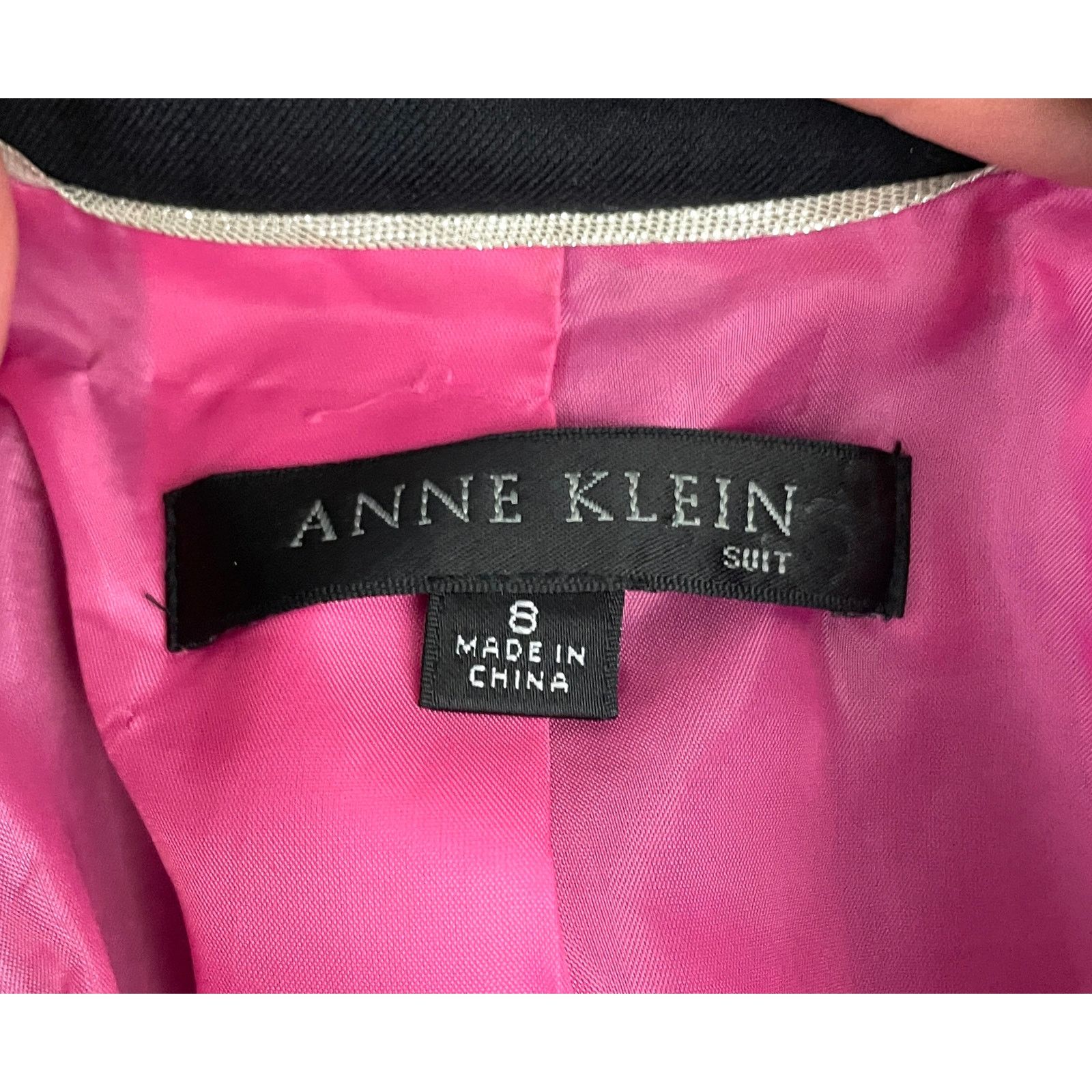 Anne Klein Anne Klein Black Blazer Jacket 8 Single Button Pink Lining Size M / US 6-8 / IT 42-44 - 5 Thumbnail