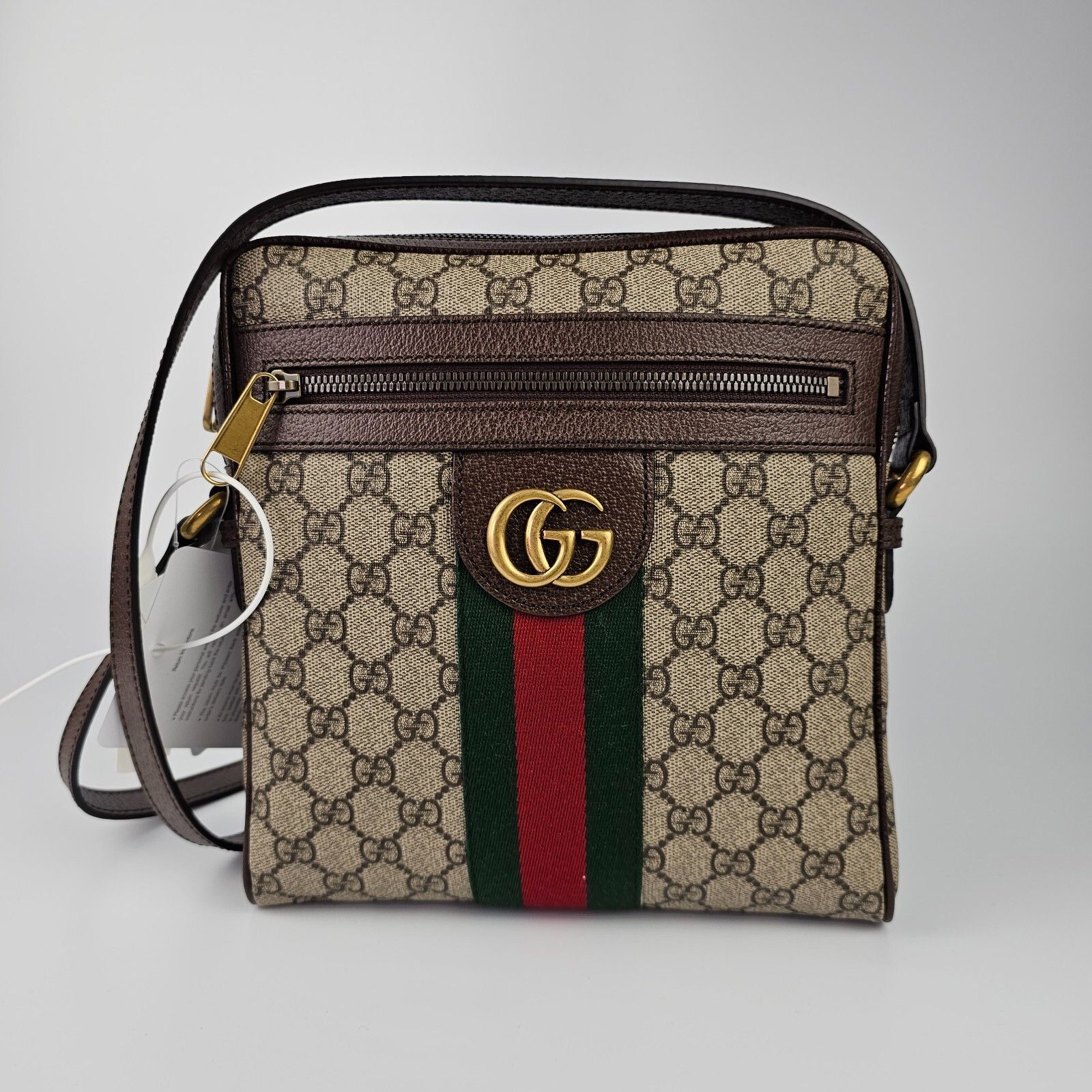 GUCCI Ophidia Small $1500 Beige And Ebony GG Canvas Messenge