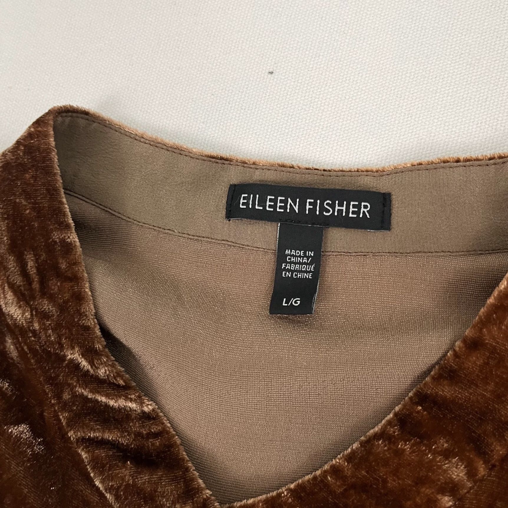 Eileen Fisher Eileen Fisher Tunic Top Womens L Brown Velvet Silk Blend Button Front Minimalist Size L / US 10 / IT 46 - 2 Thumbnail