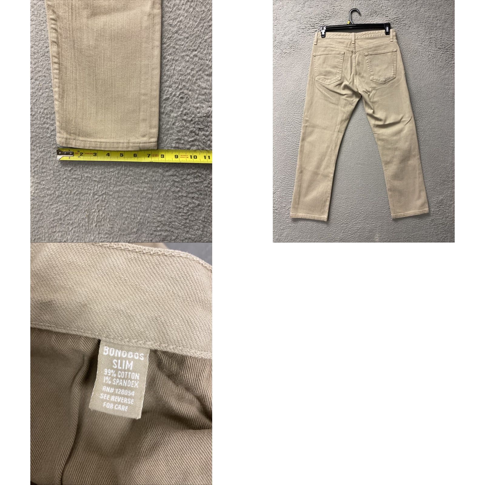 Bonobos BONOBOS Jeans Men’s Size 32x29 Tan Slim Denim Cotton Blend Stretch Straight 5-Pocket Men’s Jeans Size US 32 / EU 48 - 8 Thumbnail