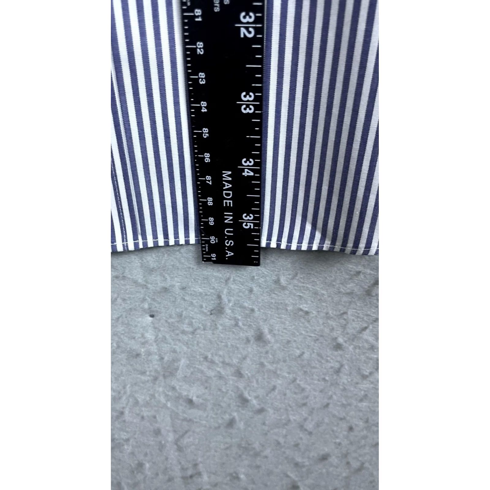Roundtree & Yorke Roundtree & Yorke Gold Label Blue Stripe Non-Iron Dress Shirt Mens 20 34/35 Big & Tall Size US XXL / EU 58 / 5 - 4 Thumbnail