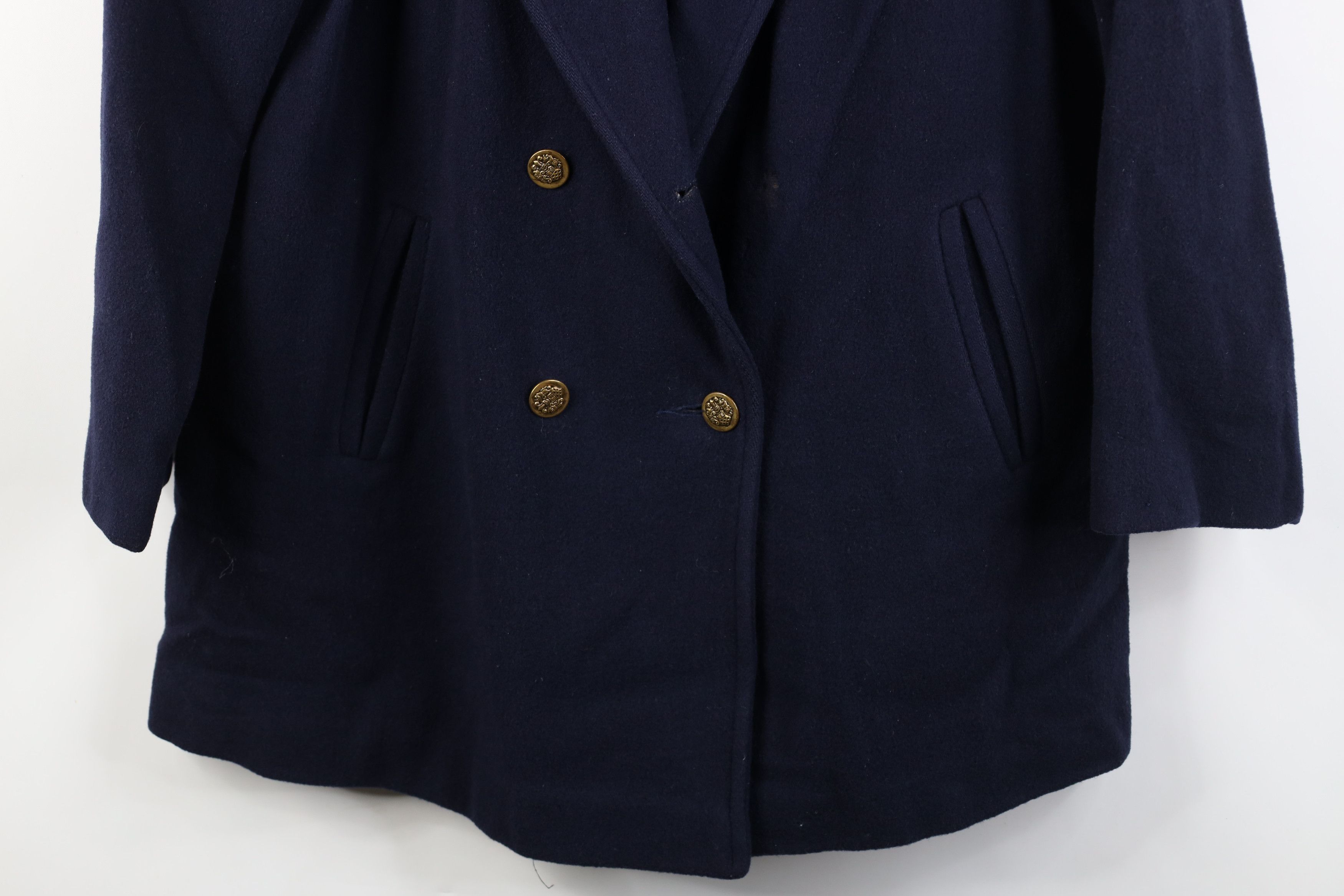 Vintage Vintage 90s Streetwear Wool Double Breasted Coat Jacket Blue Size XL / US 12-14 / IT 48-50 - 3 Thumbnail