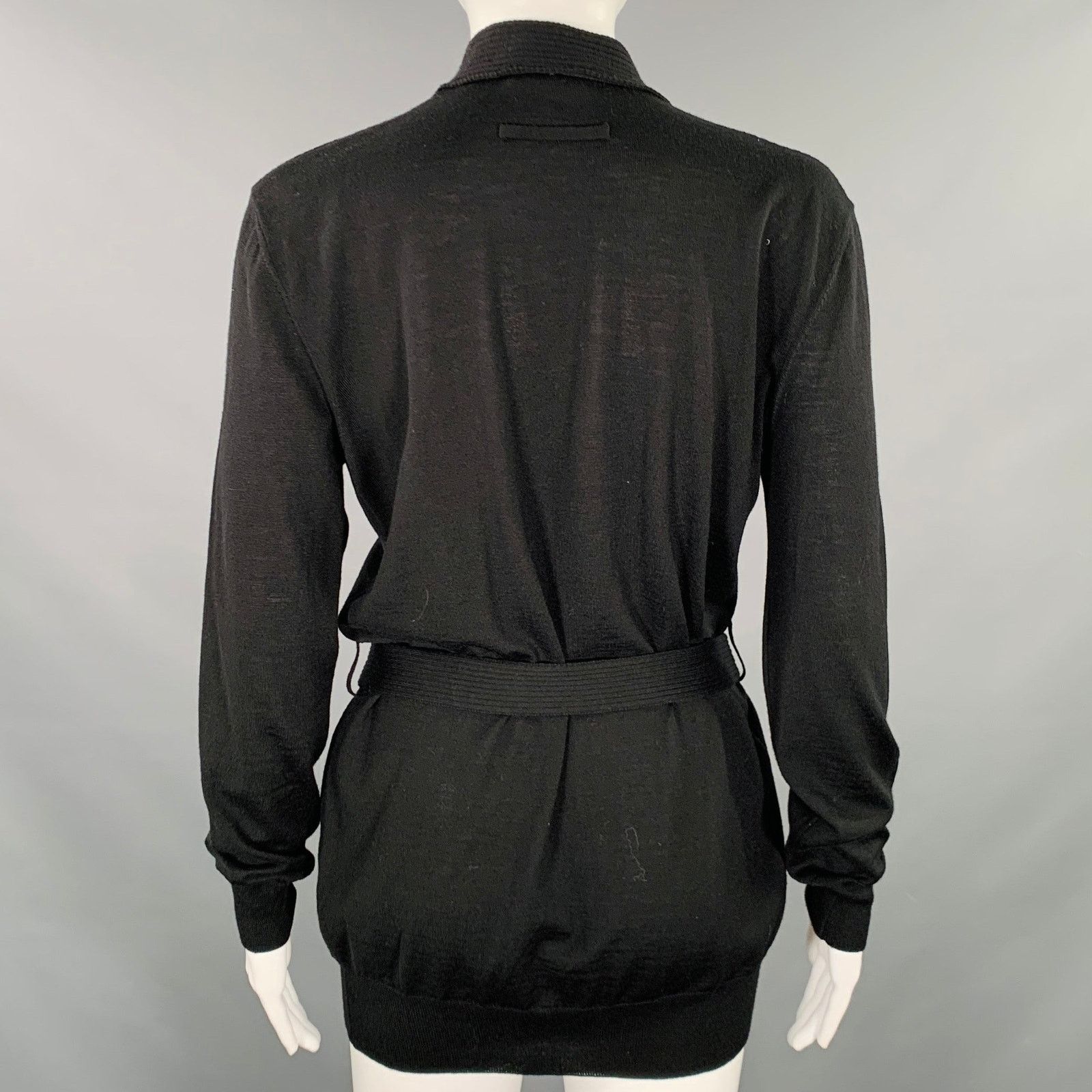 Jean Paul Gaultier JEAN PAUL GAULTIER Size M Black Knit V-Neck Belted Pullover Size M / US 6-8 / IT 42-44 - 4 Thumbnail