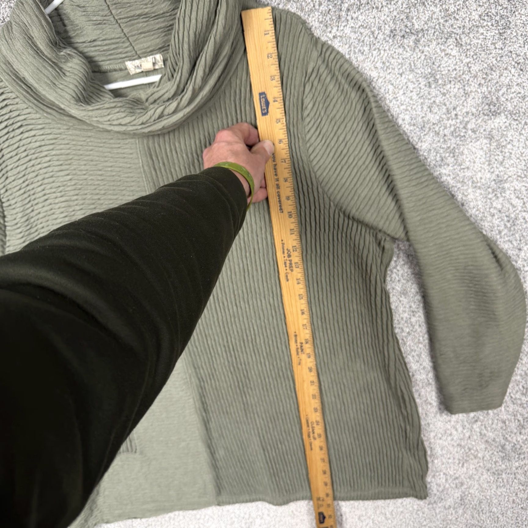 Vintage One World Womens XXL Tunic Sweater Green Cowl Neck Ribbed Knit Boho Fairygrunge Size XXL / US 16-18 / IT 52-54 - 2 Thumbnail