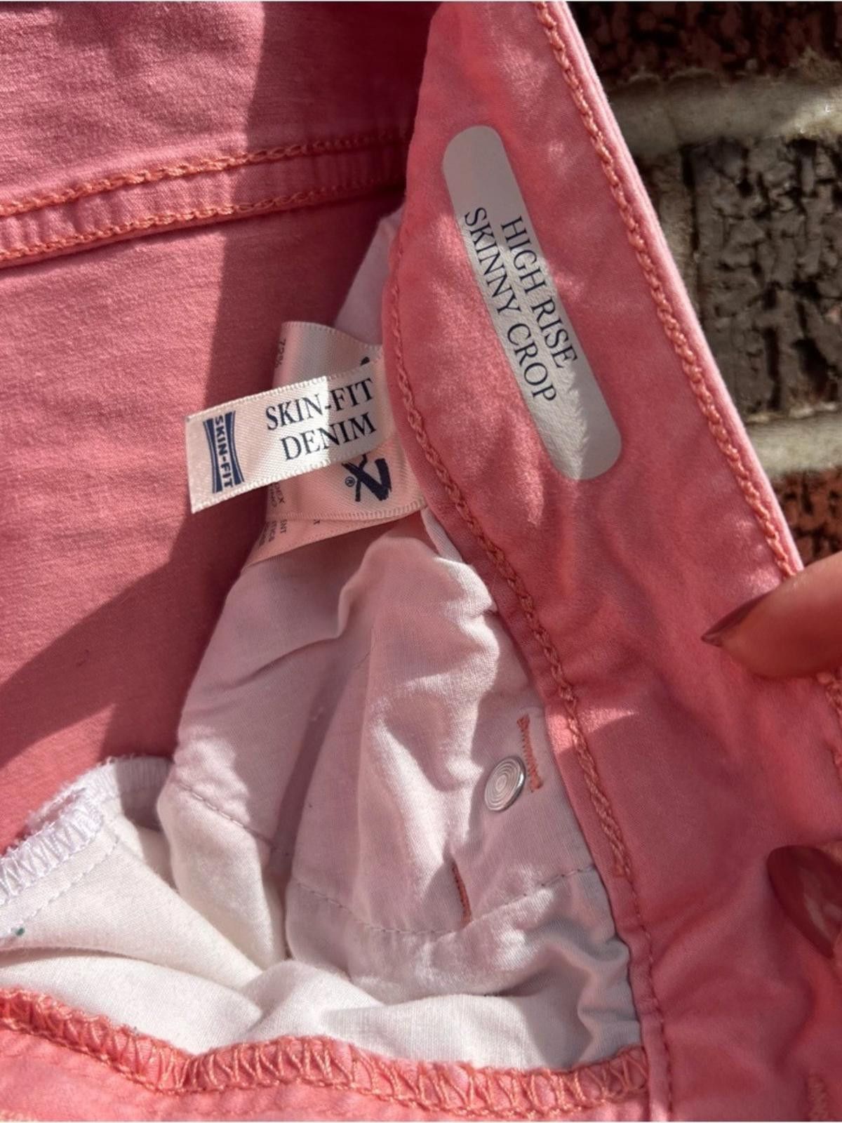 Seven 7 Seven7 Coral Pink High Rise Skinny Crop Denim Jeans Size 34" / US 12 / IT 48 - 4 Thumbnail