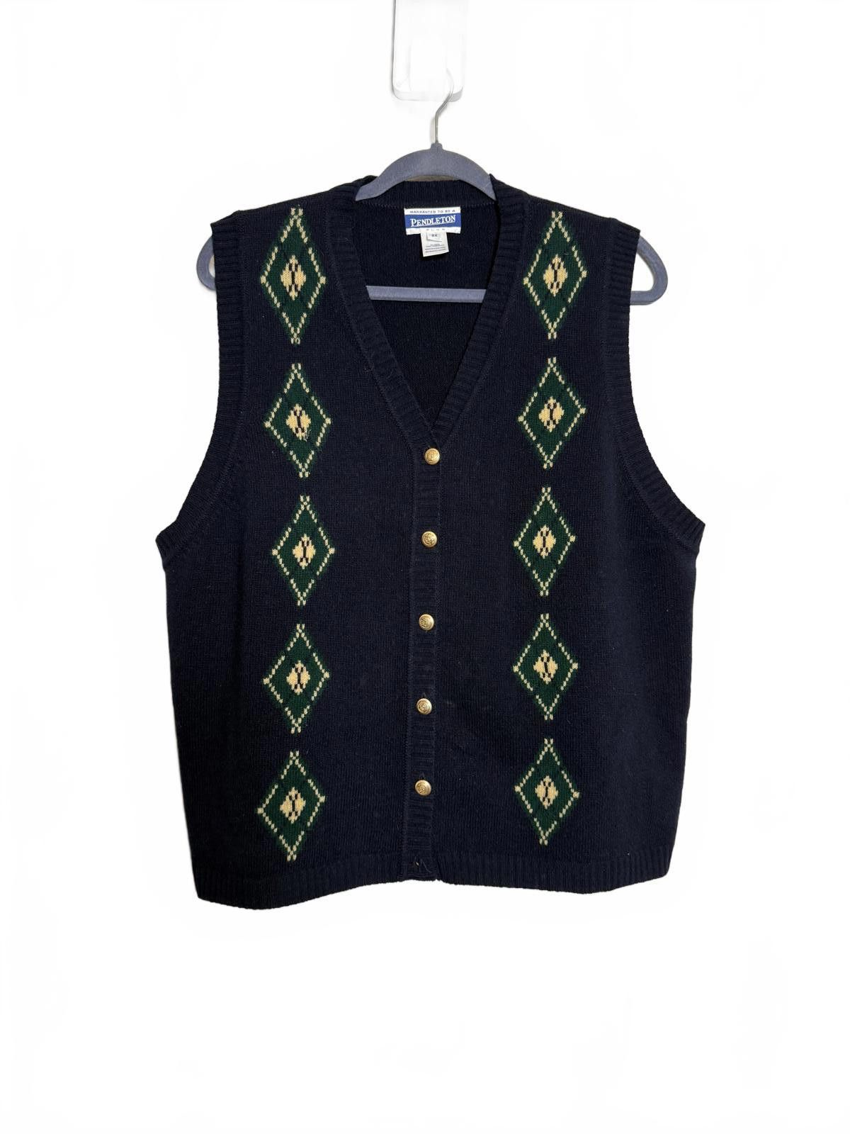Pendleton Lambs Wool Pendleton Navy Blue Button Up Cardigan Vest Size XXL / US 16-18 / IT 52-54 - 1 Thumbnail