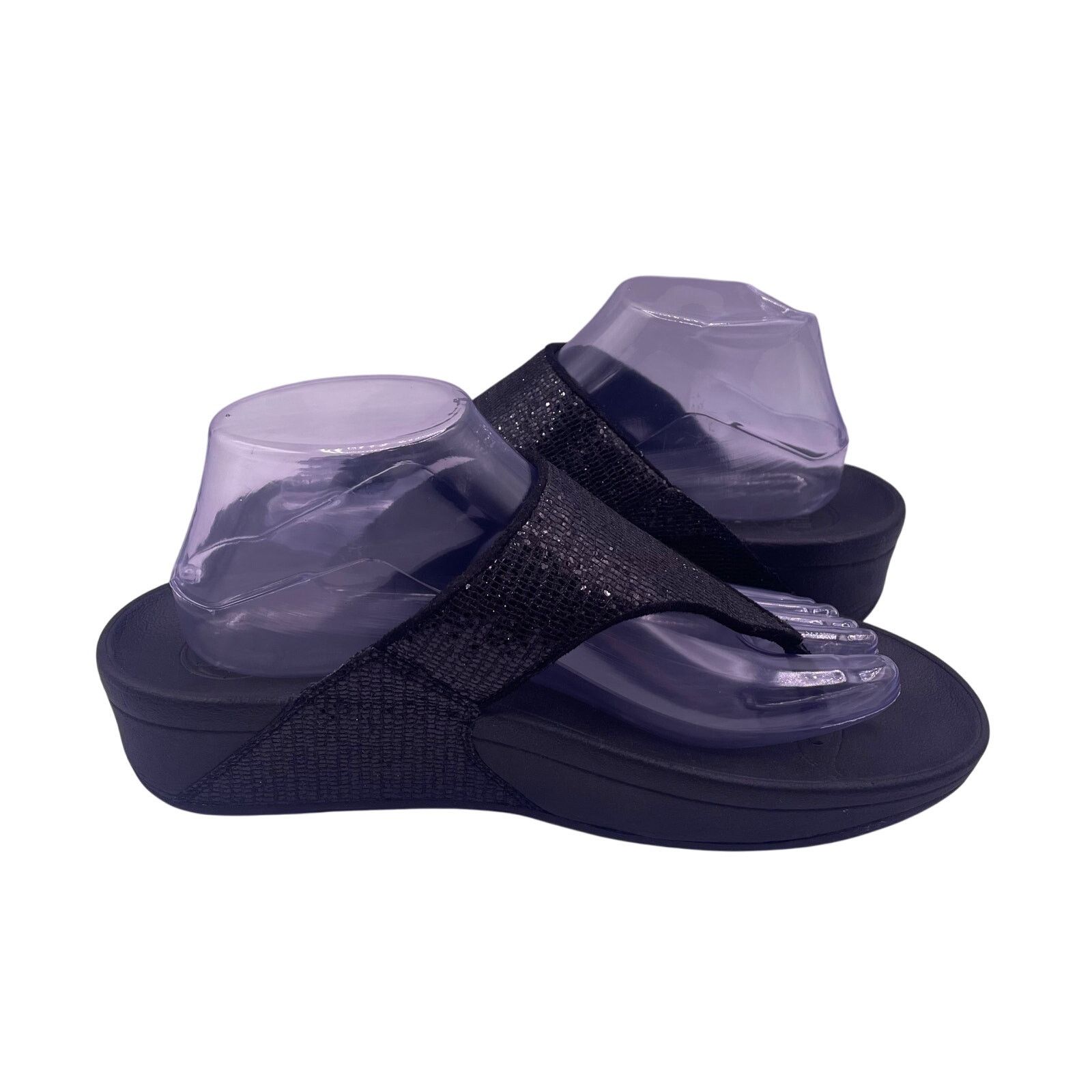 Other Fitflop Lulu Superglitz Thong Sandals Black Comfort Womens 9 Size US 9 / IT 39 - 5 Thumbnail