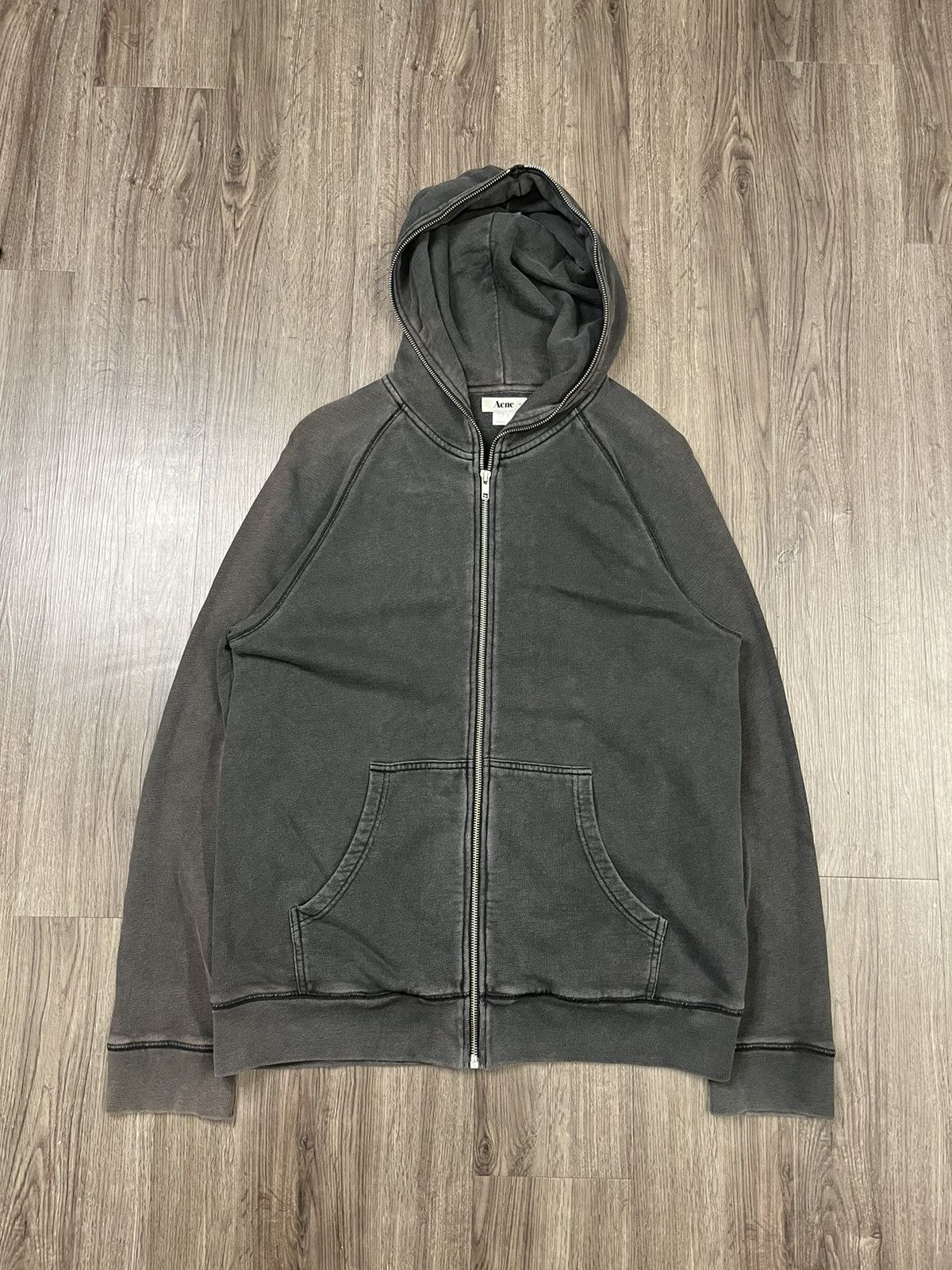 image of Acne Studios Acne Gym Hood Ss11 Full Zip-Up Gimp Hoodie in Grey, Men's (Size Medium)