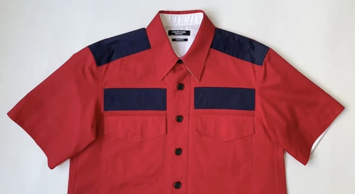 Calvin Klein 205W39NYC A/W 18 Red Cotton ‘Officer’ Shirt Size US M / EU 48-50 / 2 - 3 Thumbnail
