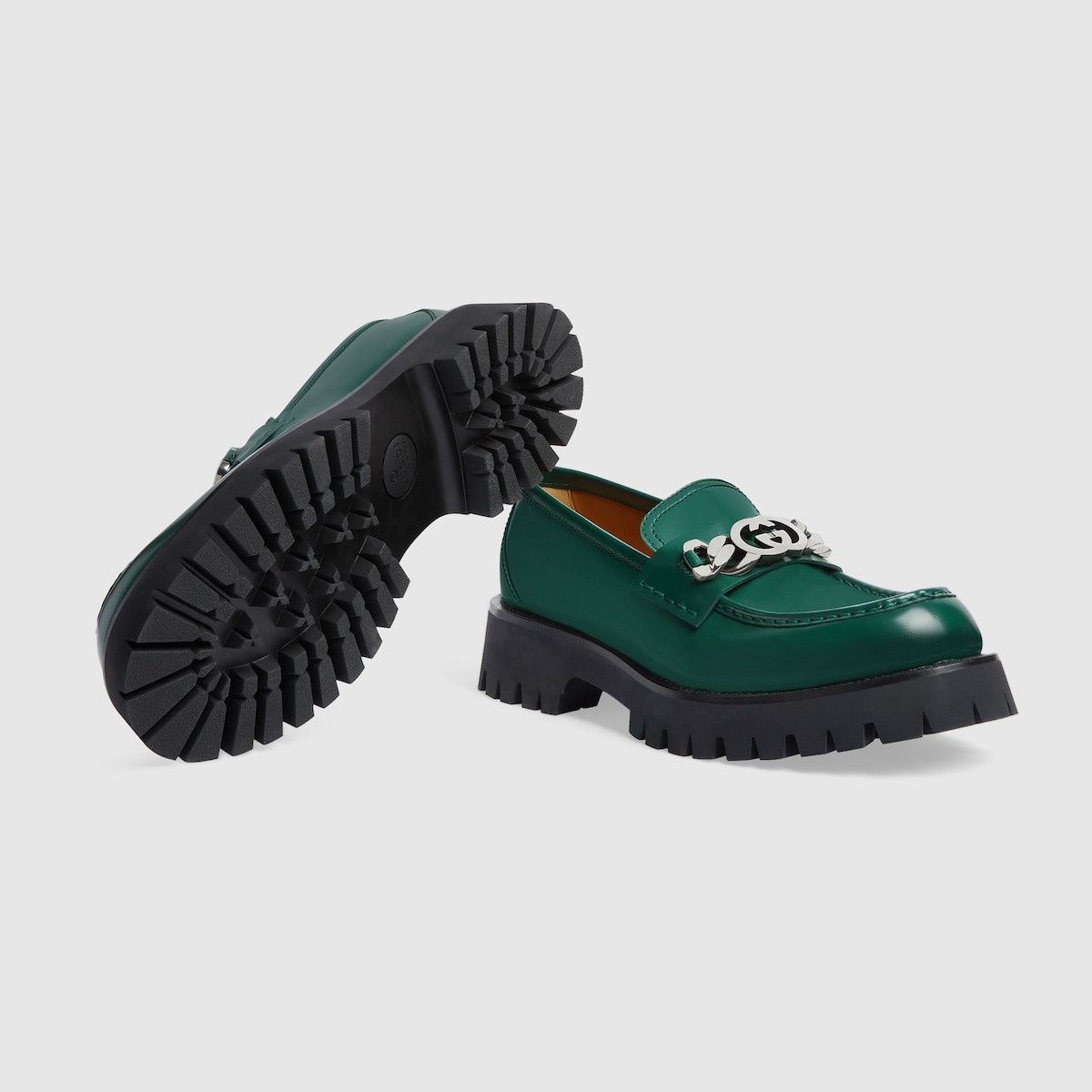 Gucci o1s1wg110125 Loafers With Interlocking G in Dark Green Size US 8 / EU 41 - 6 Thumbnail