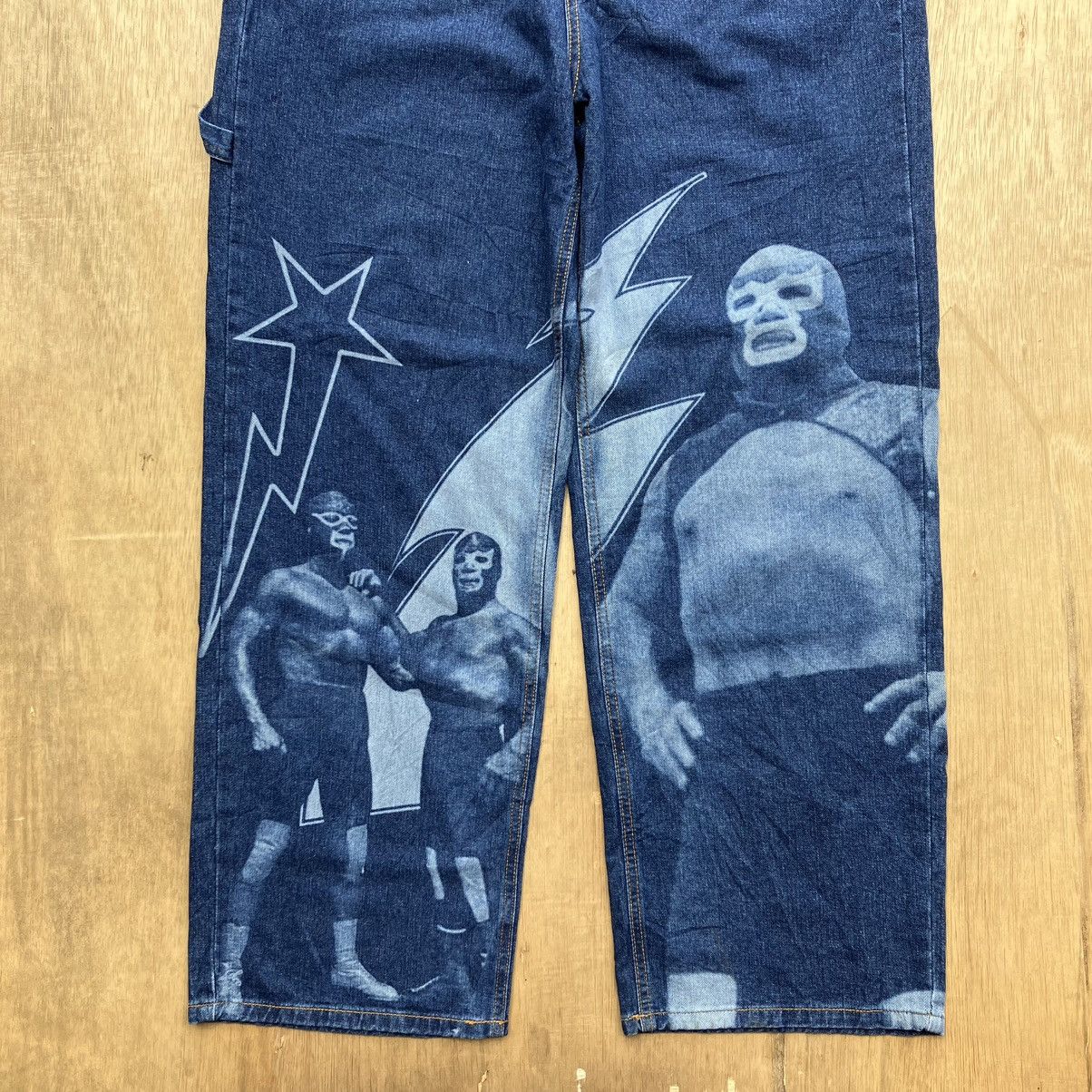 Designer YOUTH BATH WIDE WRESTLER WASH DENIM Size US 35 - 3 Thumbnail
