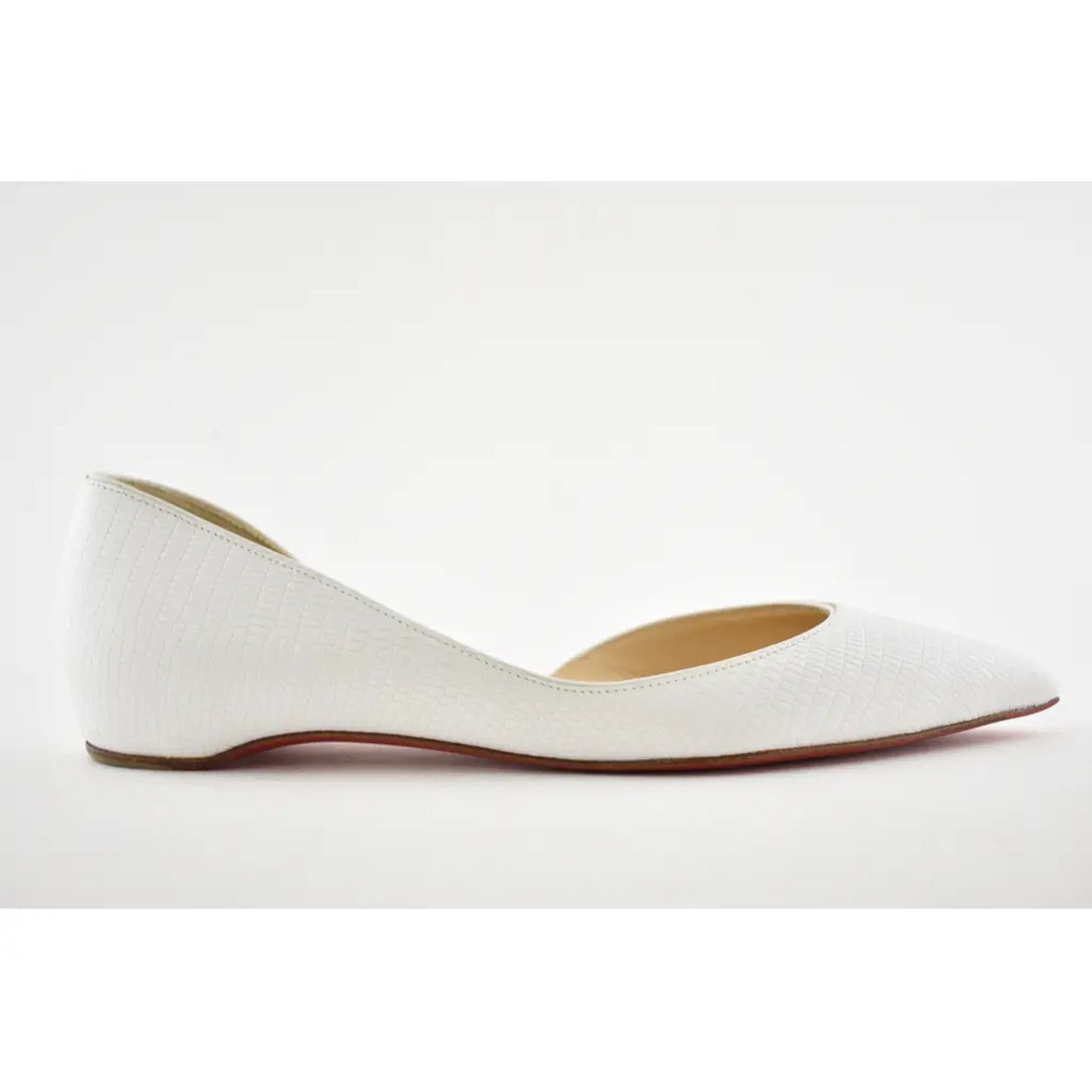 Christian Louboutin Christian Louboutin Iriza White Zarli Kid Pointed Ballerina Size US 5.5 / IT 35.5 - 2 Thumbnail