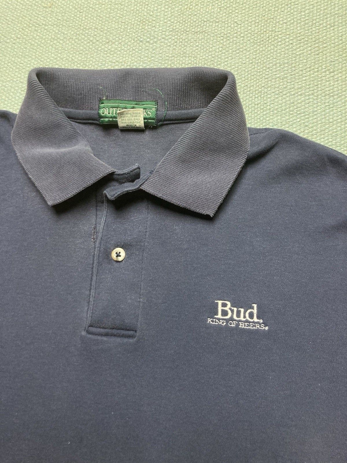 Vintage polo shirt budweiser king of beers bud alcohol bar drinkin L Size US L / EU 52-54 / 3 - 2 Thumbnail