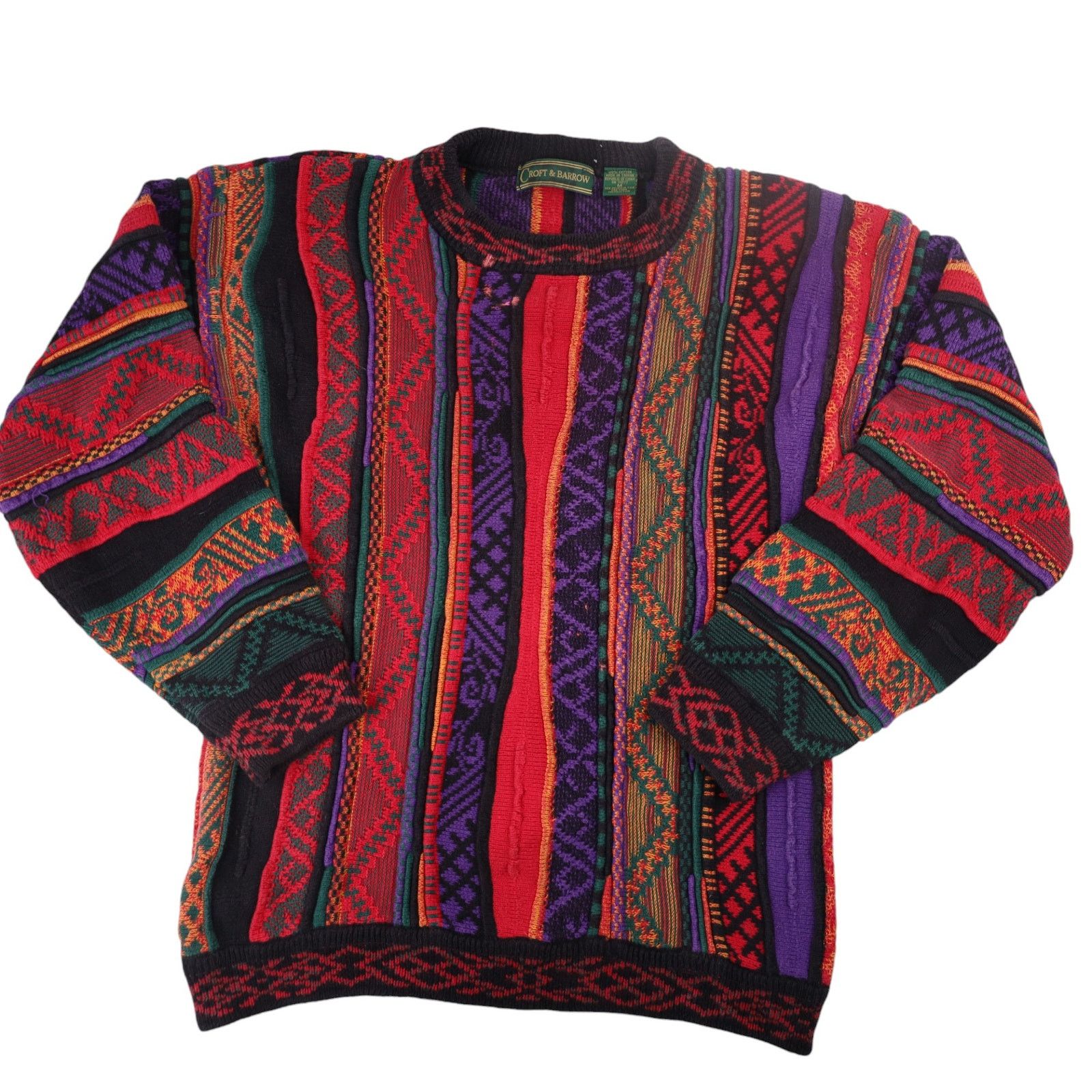 Vintage Croft And Barrow shops Coogi Style Knit Crewneck Sweater Oversized