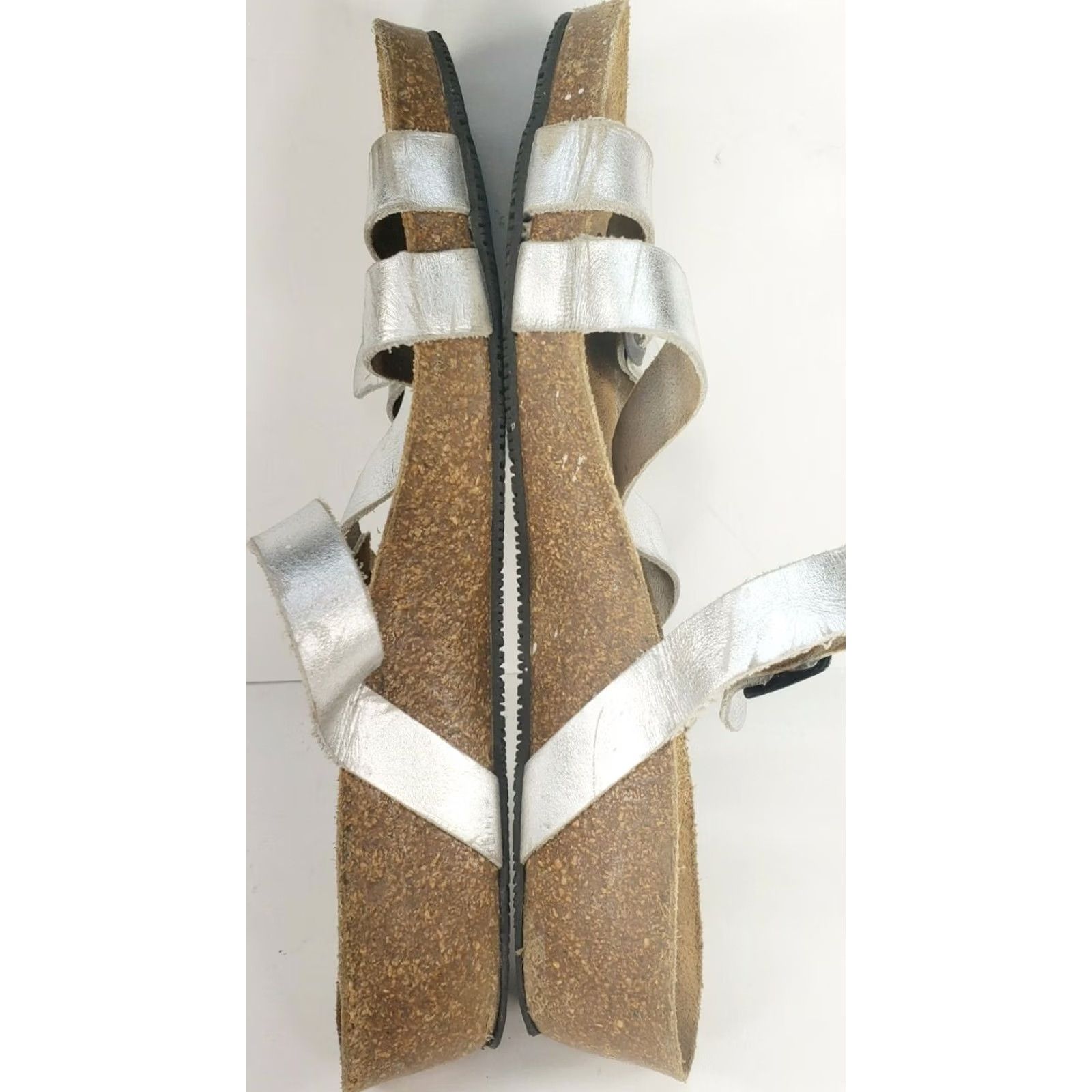 Vintage Lola Sabbia by Eric Michael BECKY Women's Leather Comfort Sandals Slide Size 8.5 EU 39 Silver Buckle Casual Comfort Shoes Size US 10 / IT 40 - 6 Thumbnail