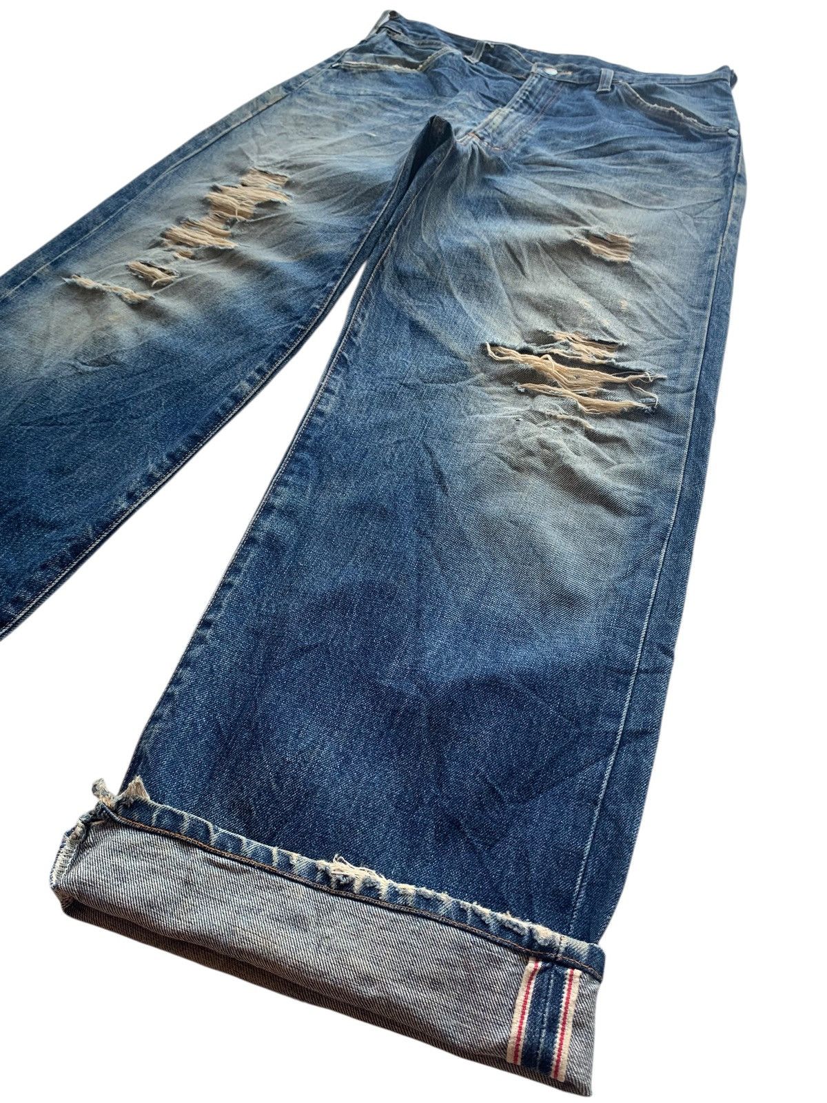 Wrangler VINTAGE WRANGLER SELVEDGE BAGGY RUSTY DISTRESSED DENIM Size US 33 - 4 Thumbnail