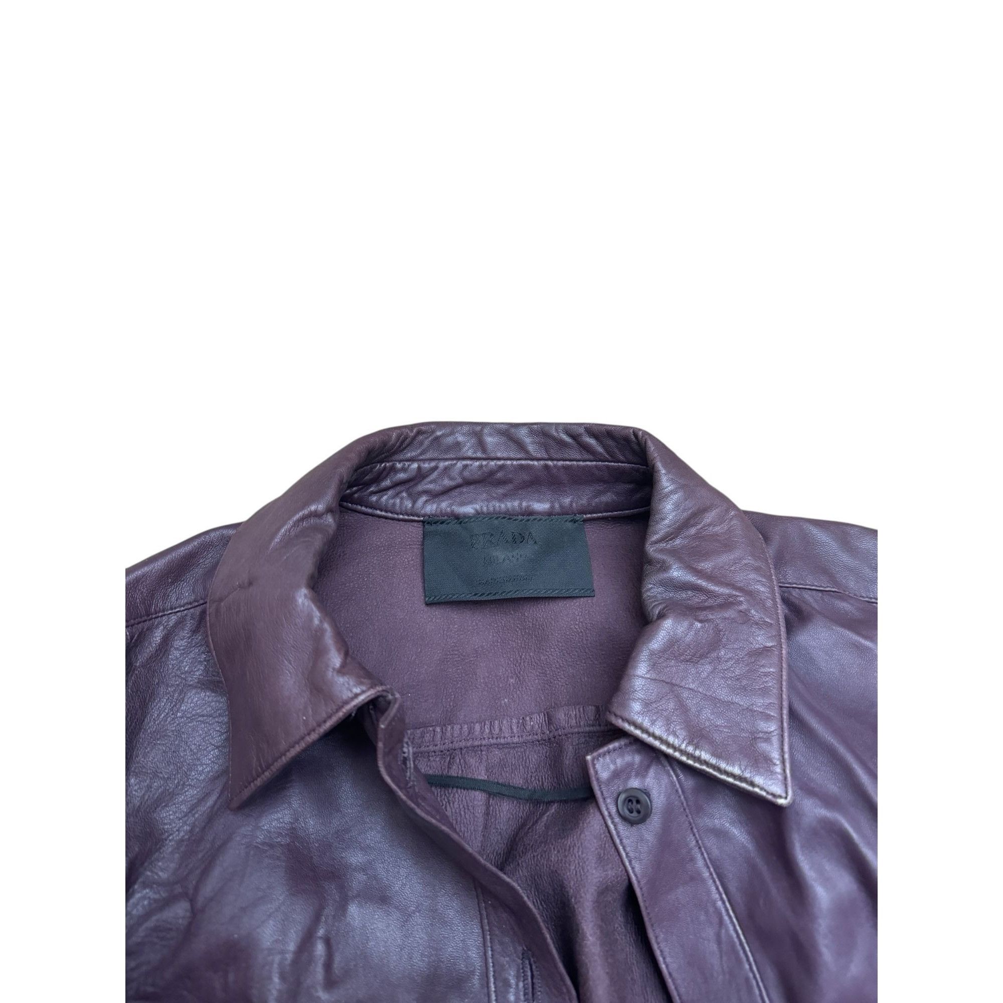 Prada Burgundy Leather Blouse Size M / US 6-8 / IT 42-44 - 8 Thumbnail