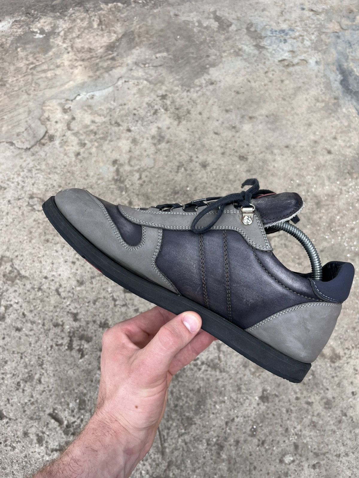 Kiton Rare Kiton Grey Leather Low Top Sneakers Luxury Avantgarde Size US 8 / EU 41 - 2 Thumbnail