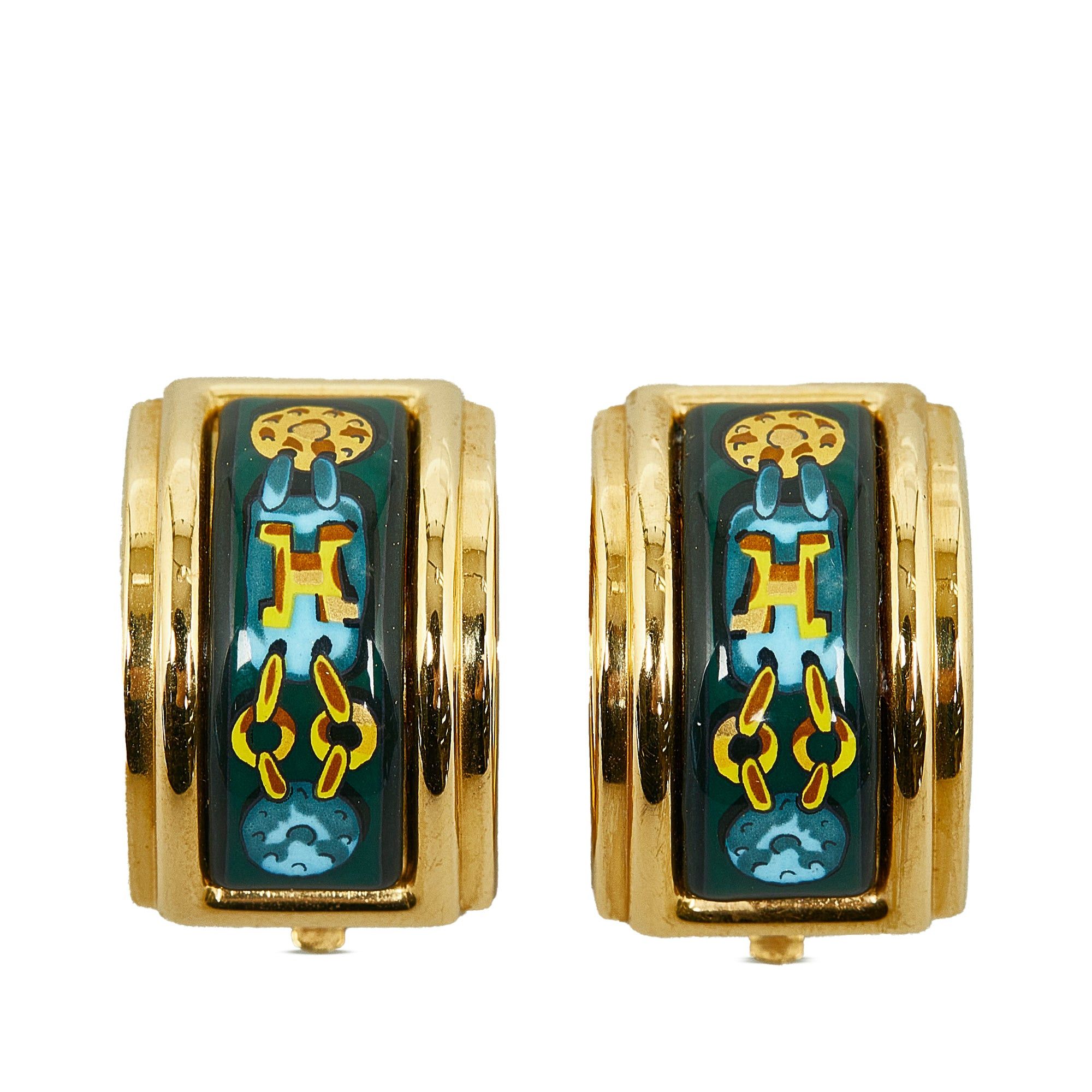image of Hermes Boucles D'oreilles Email Earrings Costume Earrings in Gold, Women's