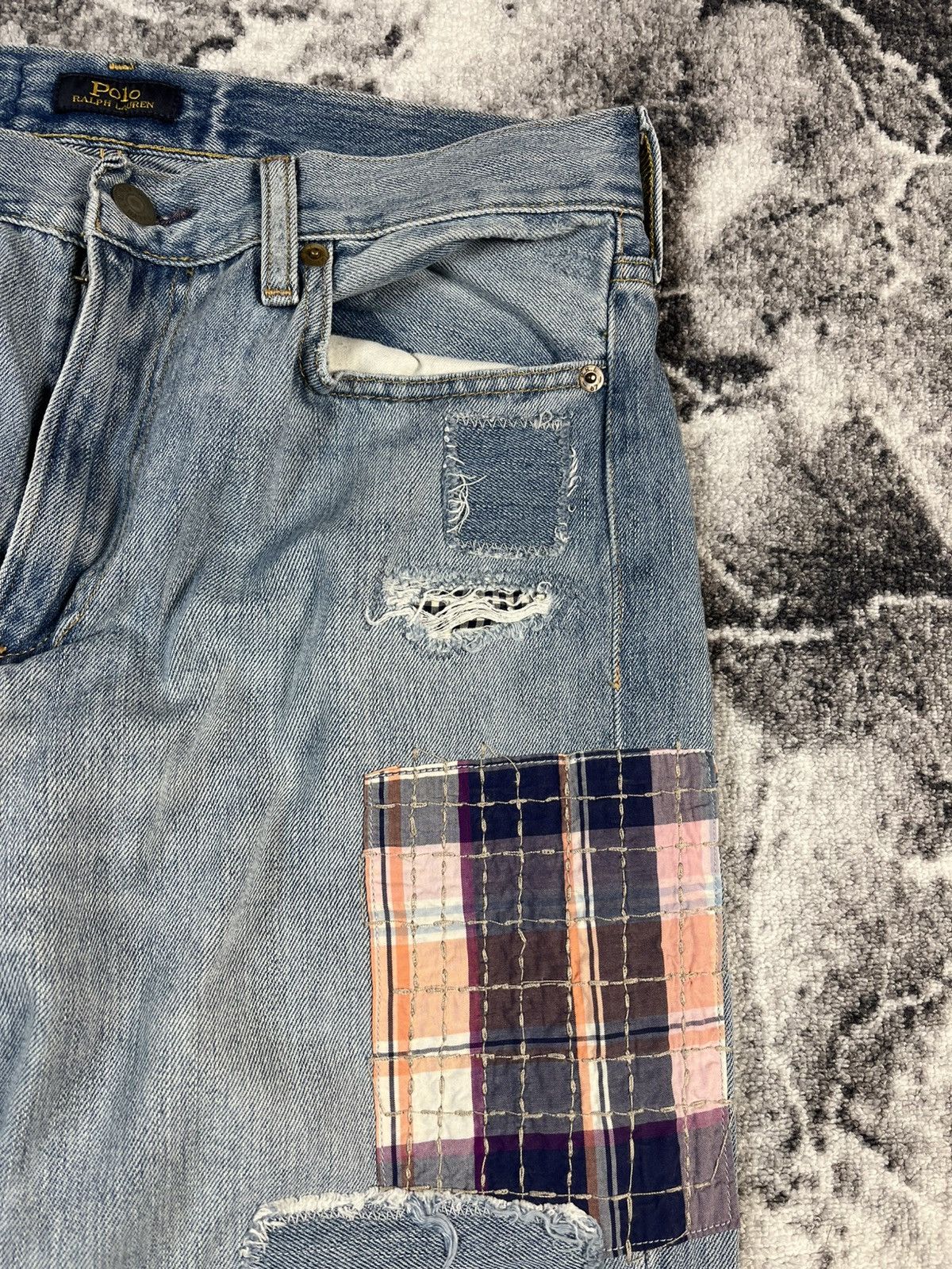 Polo Ralph Lauren Polo Ralph Lauren Patchwork Distressed Denim Jeans Size 27" / US 4 / IT 40 - 6 Thumbnail