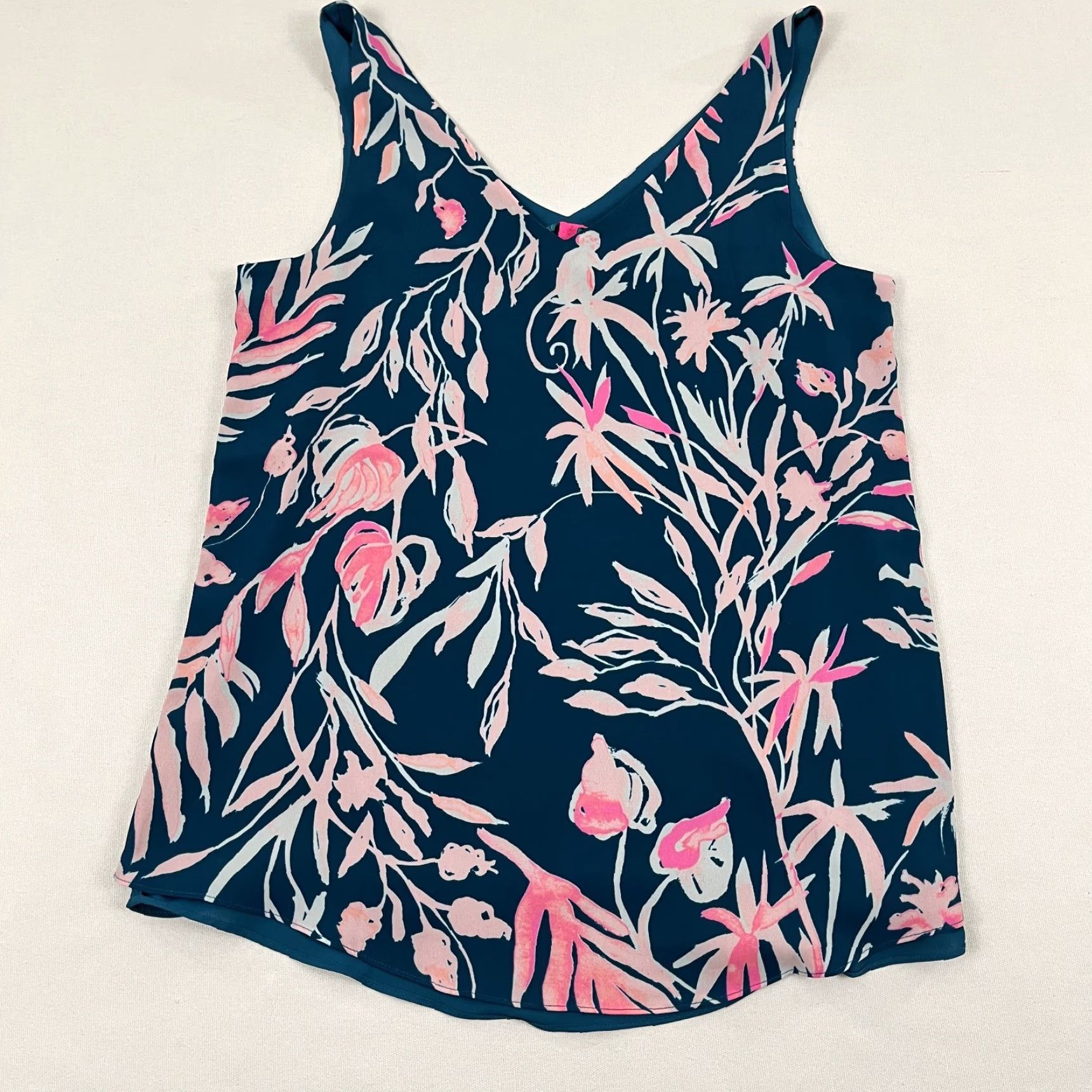 Lilly Pulitzer Lilly Pulitzer Florin Tank Top Womens XS Teal Floral Reversible V-Neck Preppy Size XS / US 0-2 / IT 36-38 - 7 Thumbnail