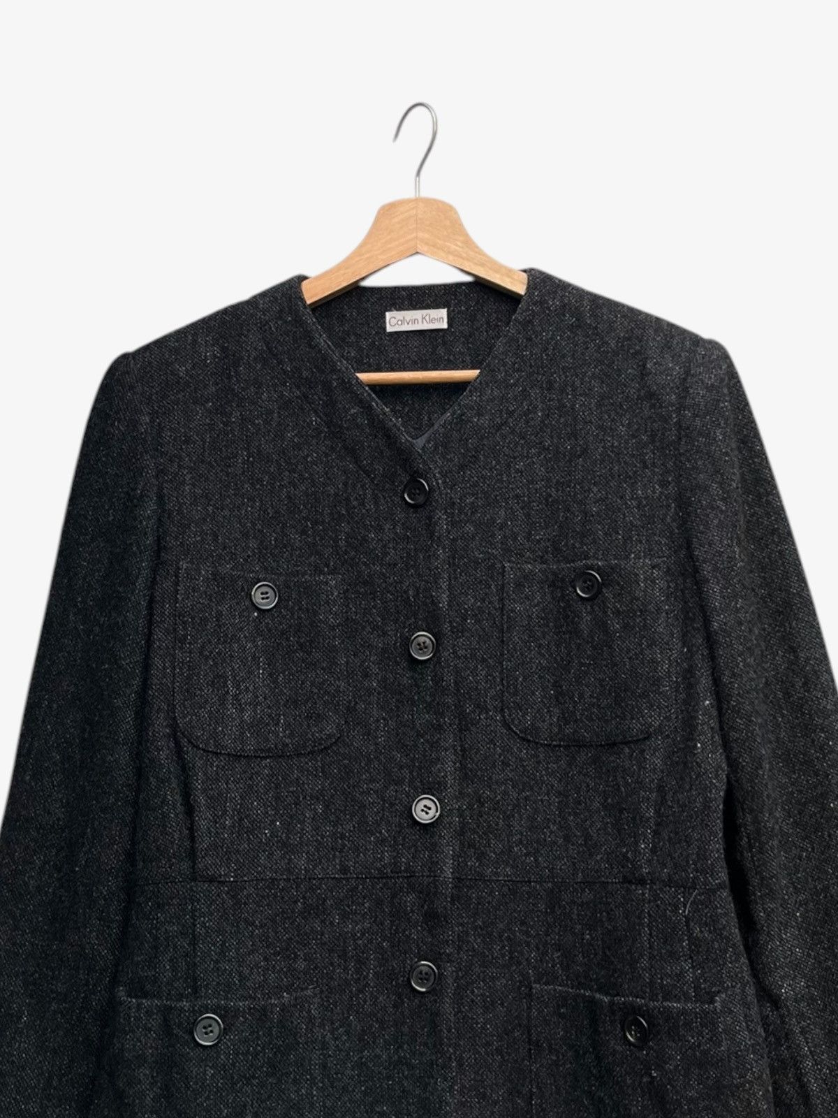 Calvin Klein Calvin Klein by Onward Collarless Tweed Wool Utility Shacket Size L / US 10 / IT 46 - 7 Thumbnail