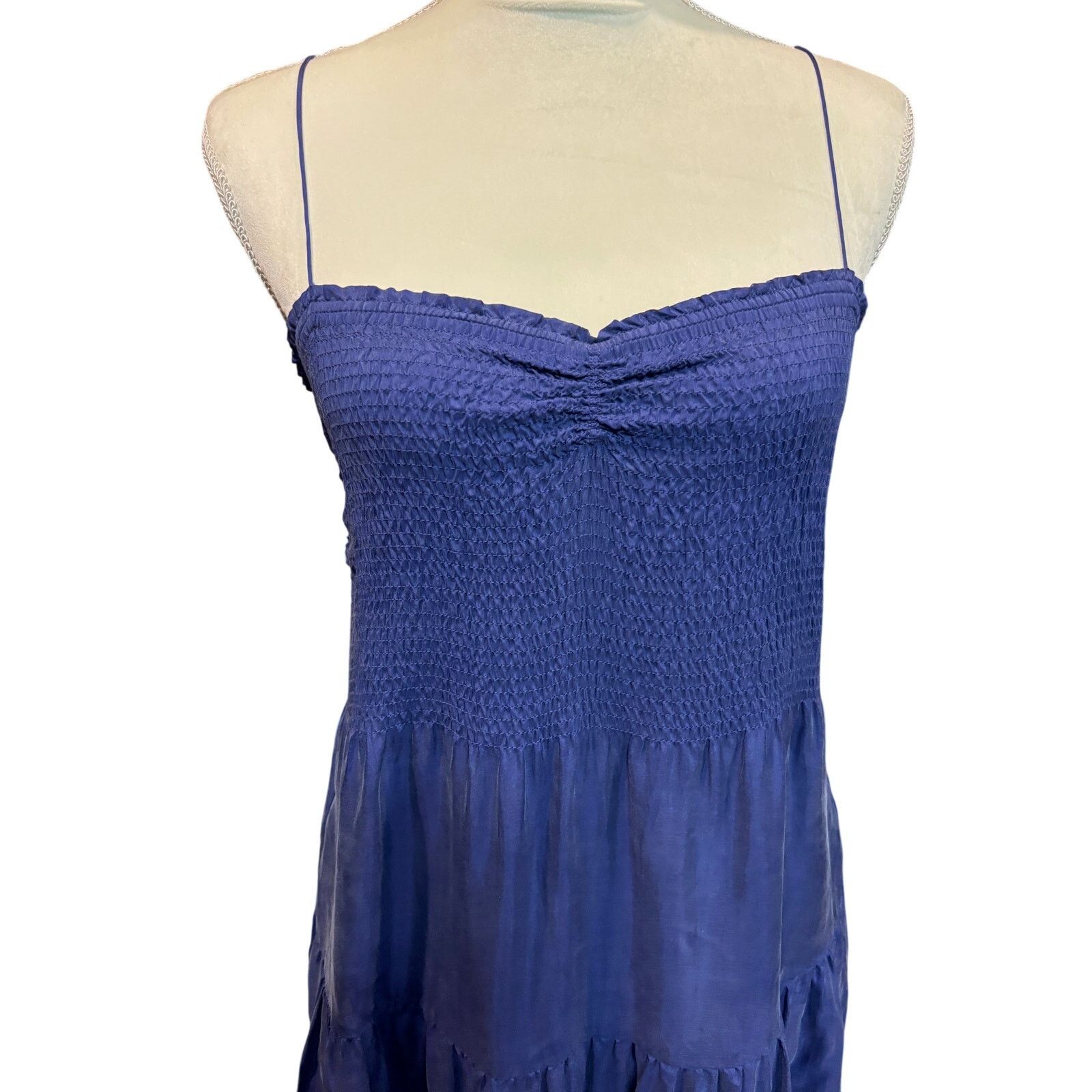 Rebecca Taylor Rebecca Taylor Silk Tiered Maxi Navy Dress Size S Size S / US 4 / IT 40 - 6 Thumbnail