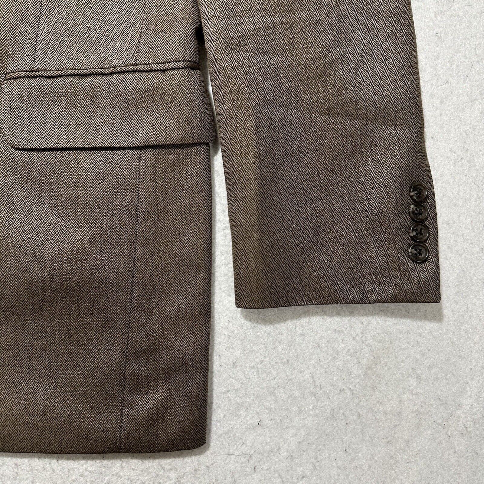 Jos. A. Bank Jos. A. Bank 42R Silk + Camel Hair Herringbone Suit Jacket Size 42R - 4 Thumbnail