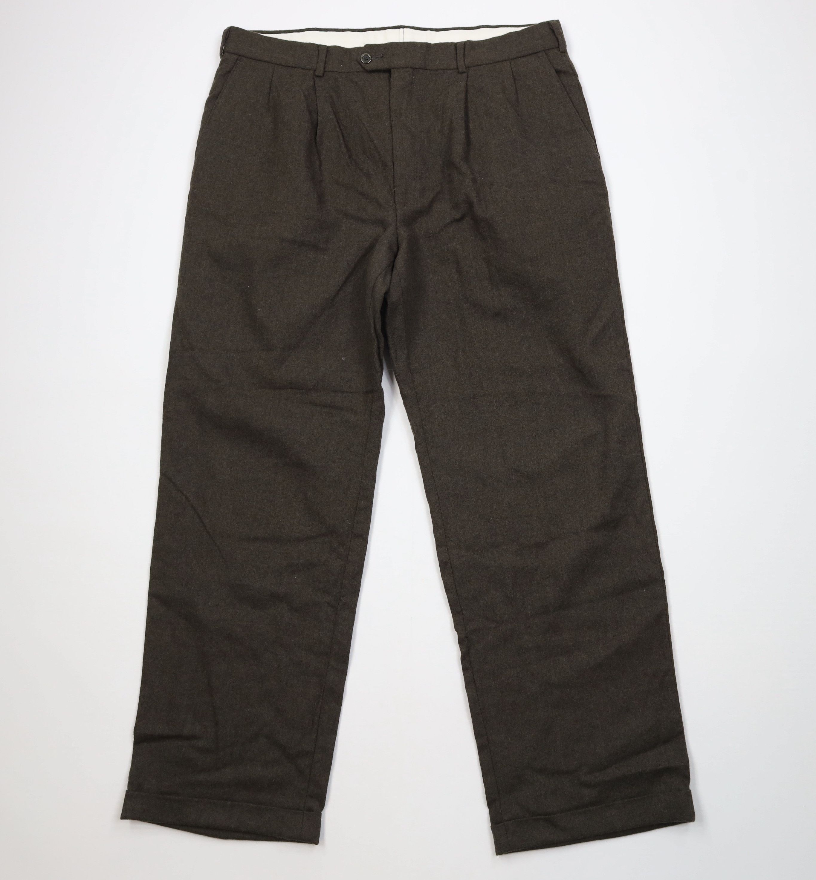 Vintage Vintage 90s Streetwear Wool Knit Wide Leg Chino Pants Green Size US 36 / EU 52 - 1 Thumbnail