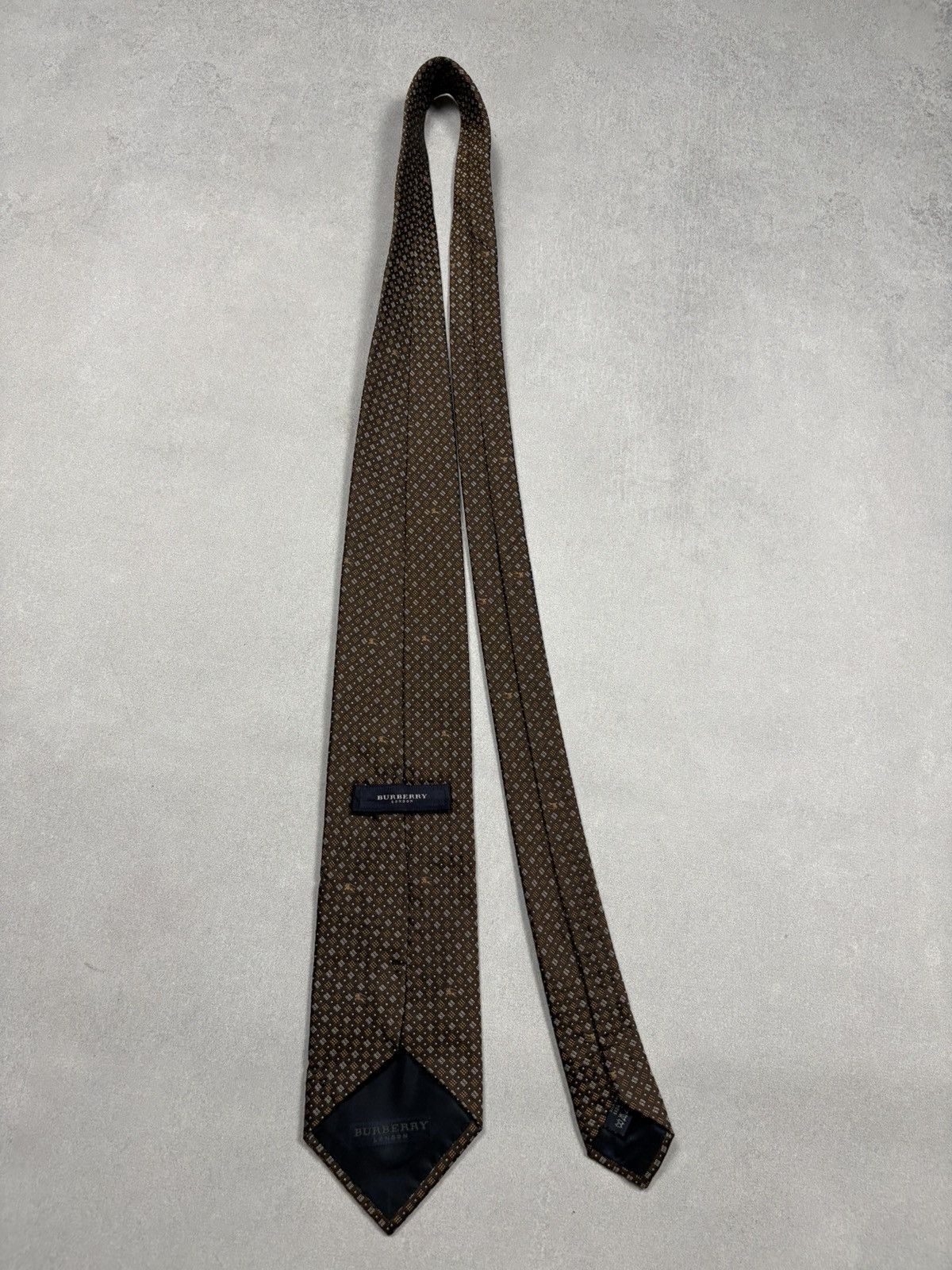 Burberry Burberry London Brown Silk Tie Monogram Pattern Vintage Size ONE SIZE - 9 Thumbnail