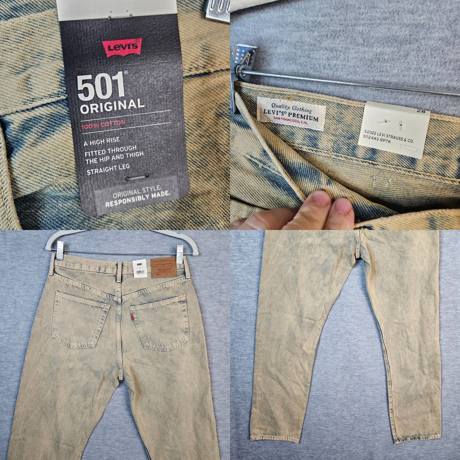 Levi's Levi's 501 Original Fit Jeans Straight Blue Regular 28 Women's Mid Rise Denim Cotton Spandex Vintage No N/A Size 28" / US 6 / IT 42 - 8 Thumbnail