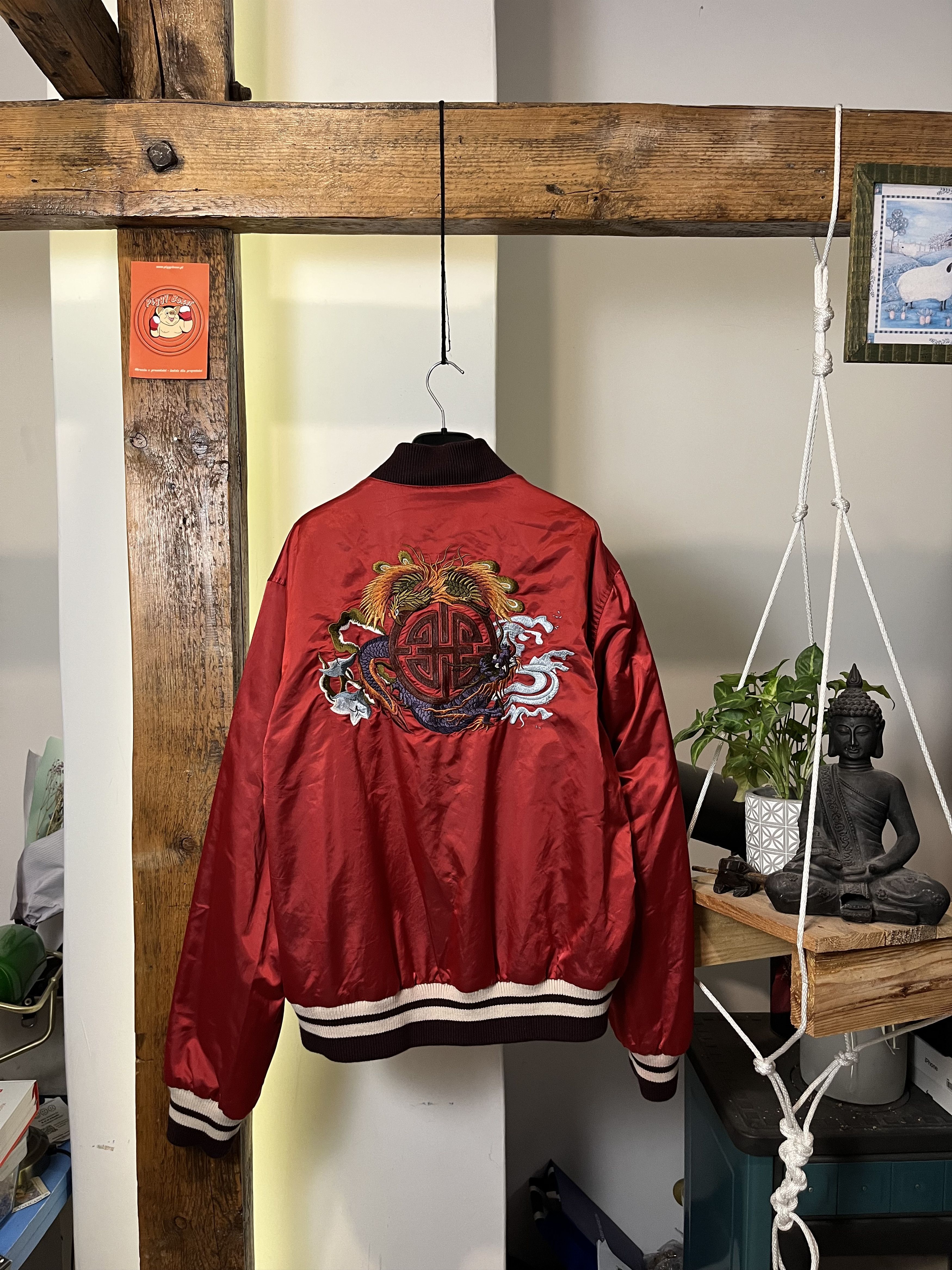90s Hugo Boss Reversible Bomber Japanese Dragon Jacket