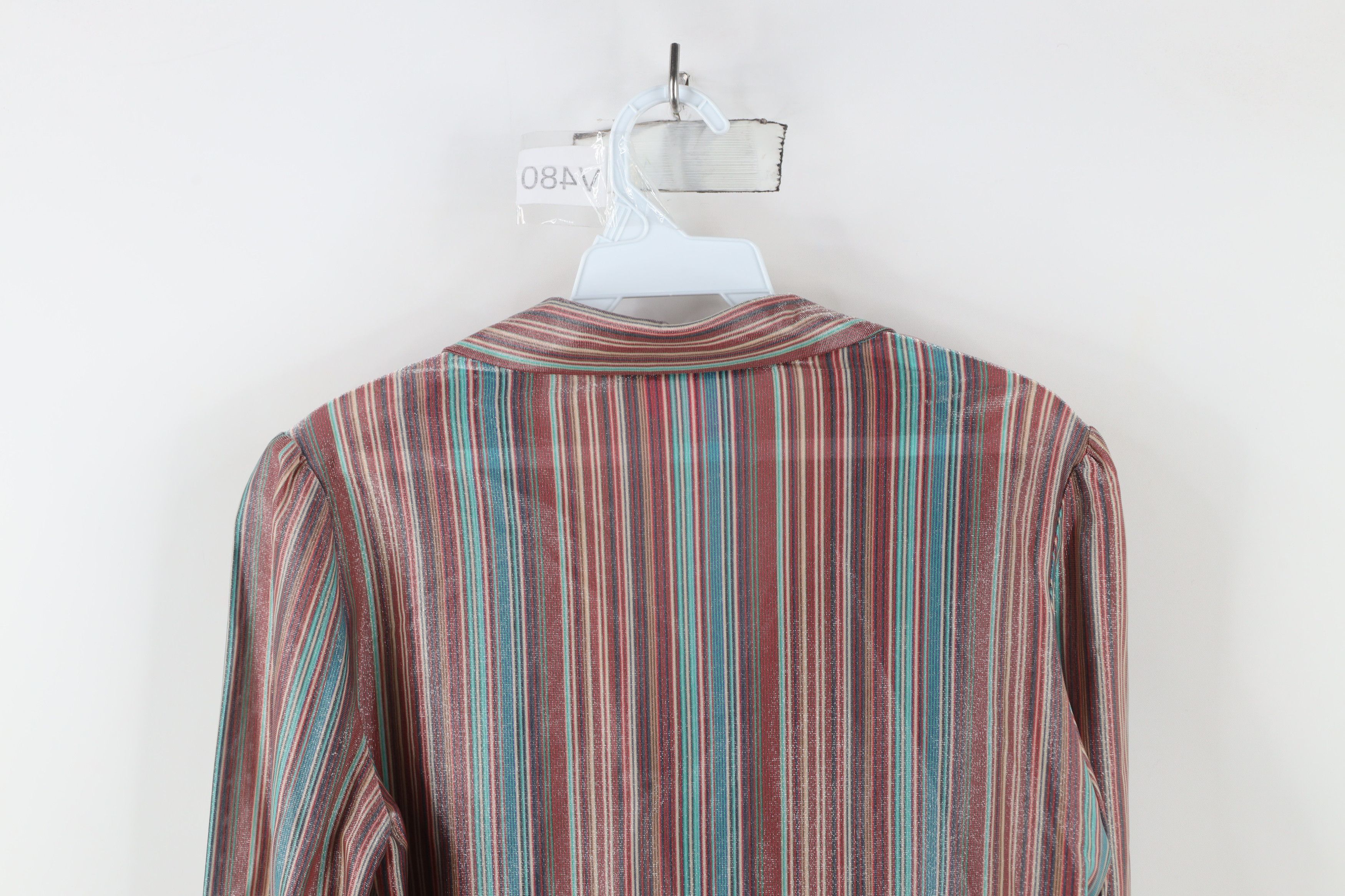 Vintage Vintage 70s Mid Century Modern Striped Cropped Button Shirt Size L / US 10 / IT 46 - 12 Thumbnail