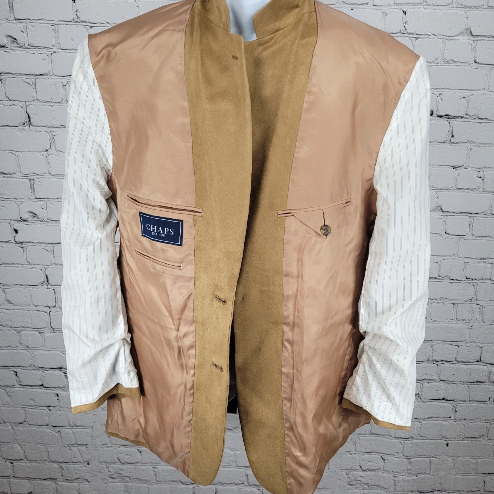 Chaps Chaps Ralph Lauren Tan Microfiber 2 Button Vented Notch Blazer Jacket Size 42 Size 42R - 5 Thumbnail