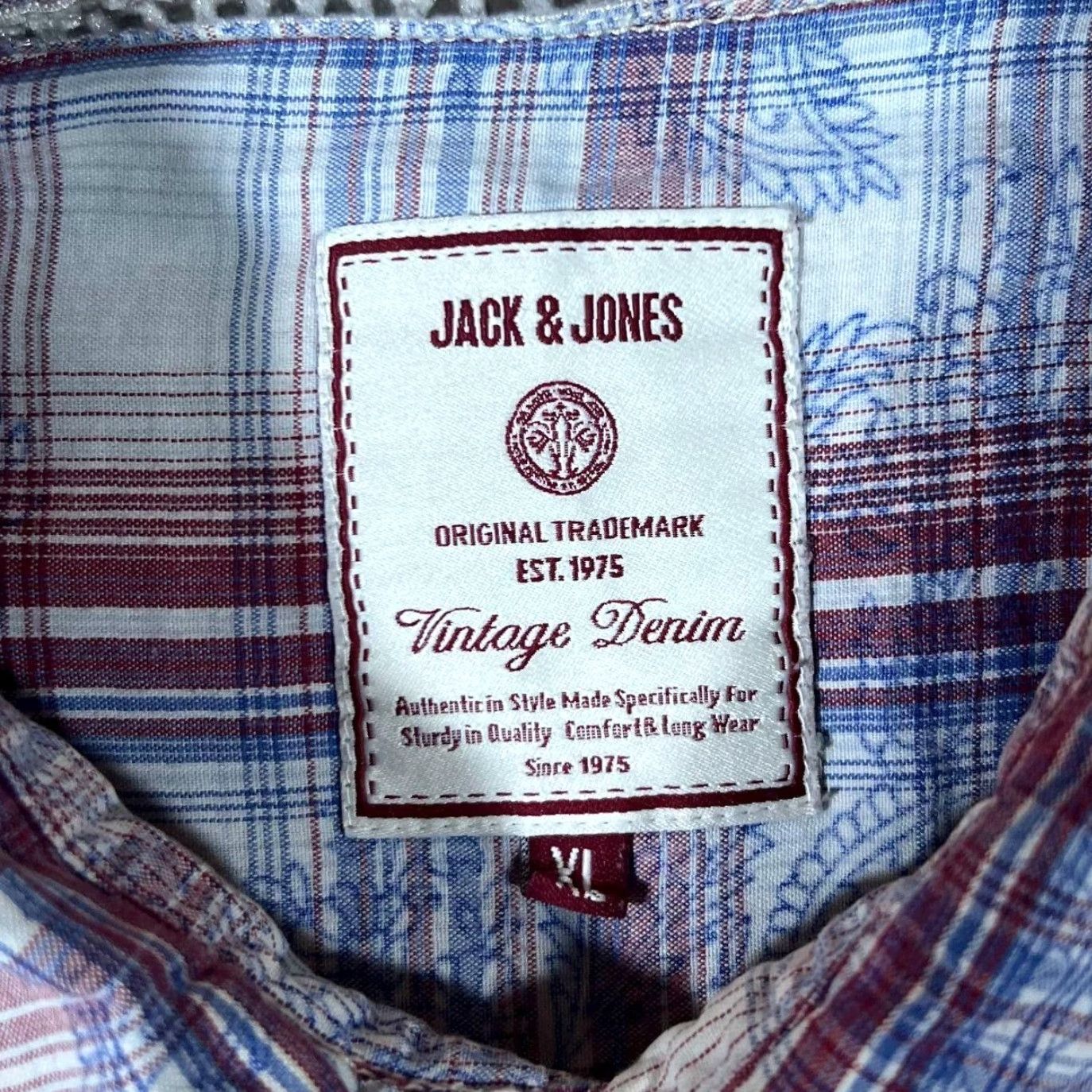 Jack & Jones JACK & JONES Cowboy Western Patterned Check Popper Long Sleeve Cotton Shirt XL Men Size US XL / EU 56 / 4 - 4 Thumbnail