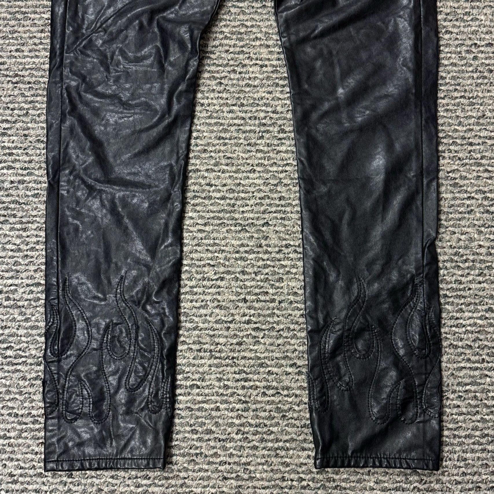 MNML MNML Pants Mens 34x32 Black Faux Leather Button Fly Straight Leg Grunge Chino 5-Pocket Style Mens Size US 38 / EU 54 - 2 Thumbnail