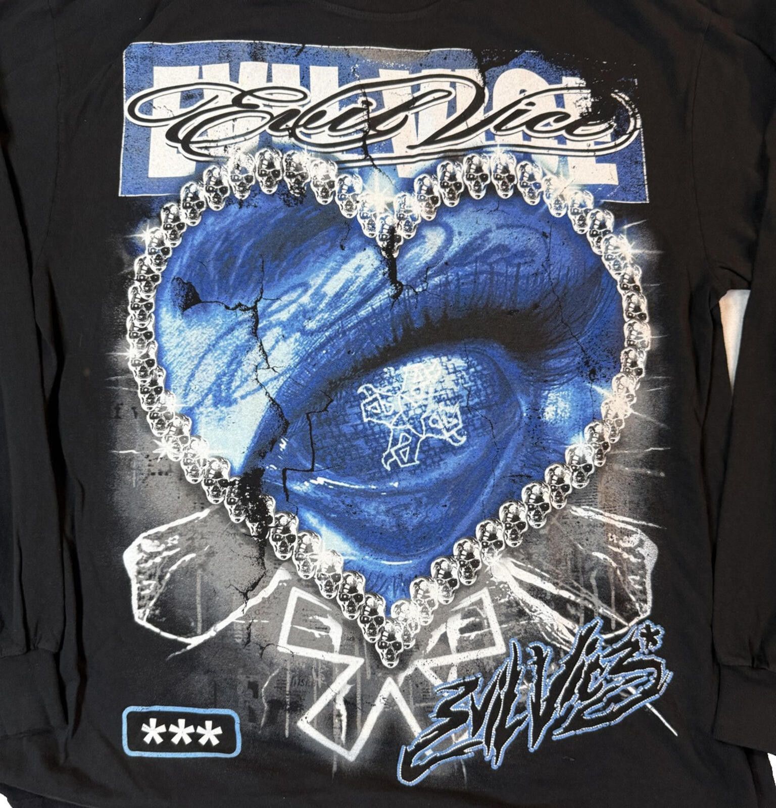 Other Evil Vice Long Sleeve TShirt Mens LG Blinged Heart Y2K Size US L / EU 52-54 / 3 - 2 Thumbnail