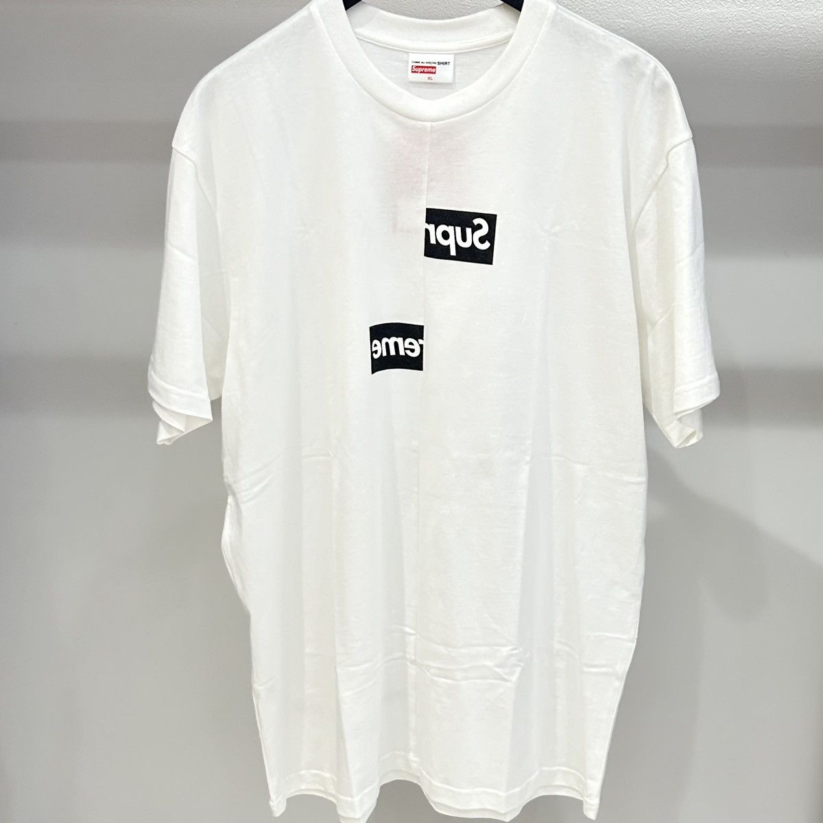 Supreme Comme des Garcons SHIRT Split Box Logo Tee White Tops